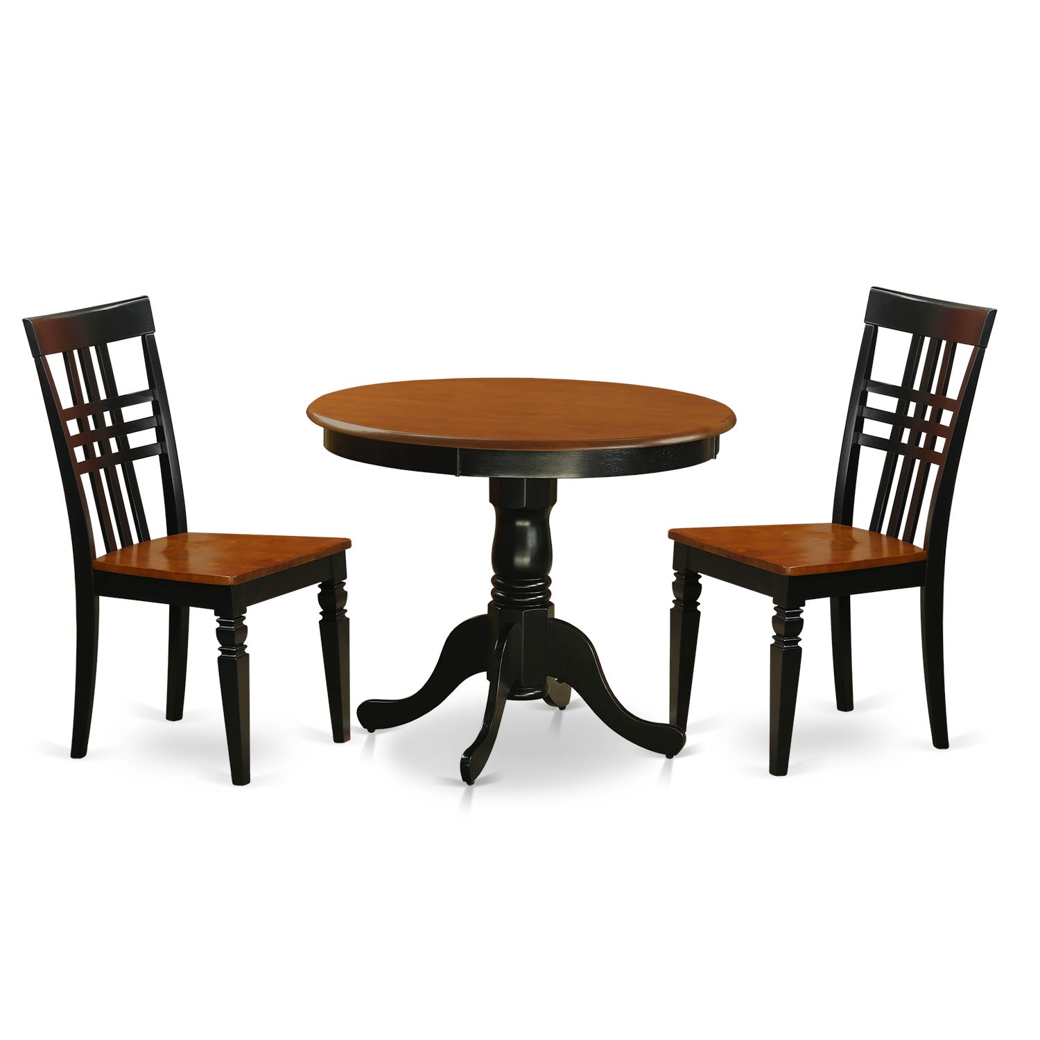 ANLG3-BCH-W 3 Pc Kitchen Table set with a Table and 2 Dining Chairs in Black and Cherry