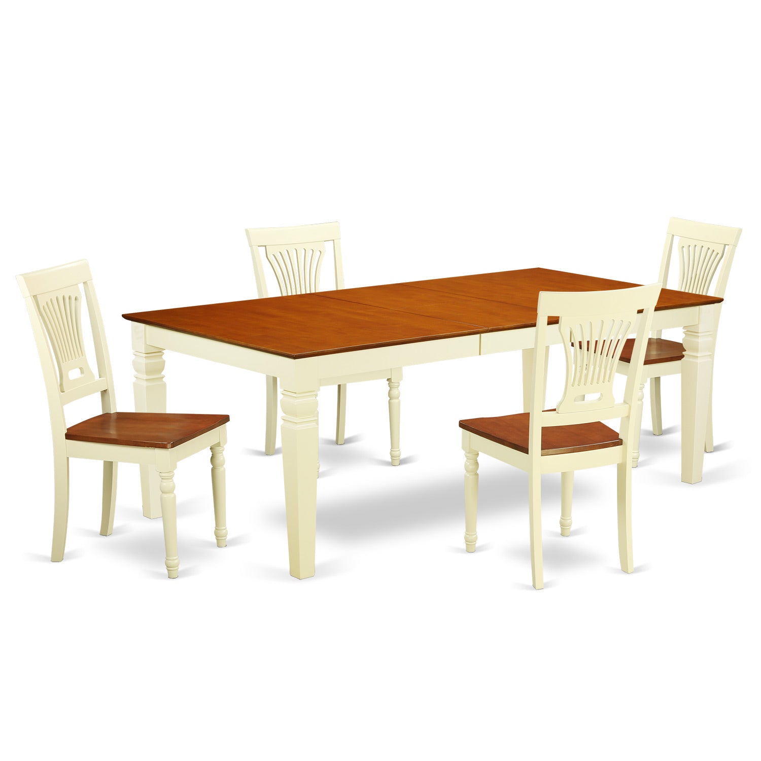 LGPL5-BMK-W 5 PC Dining room set with a Dining Table and 4 Dining Chairs in Buttermilk and Cherry