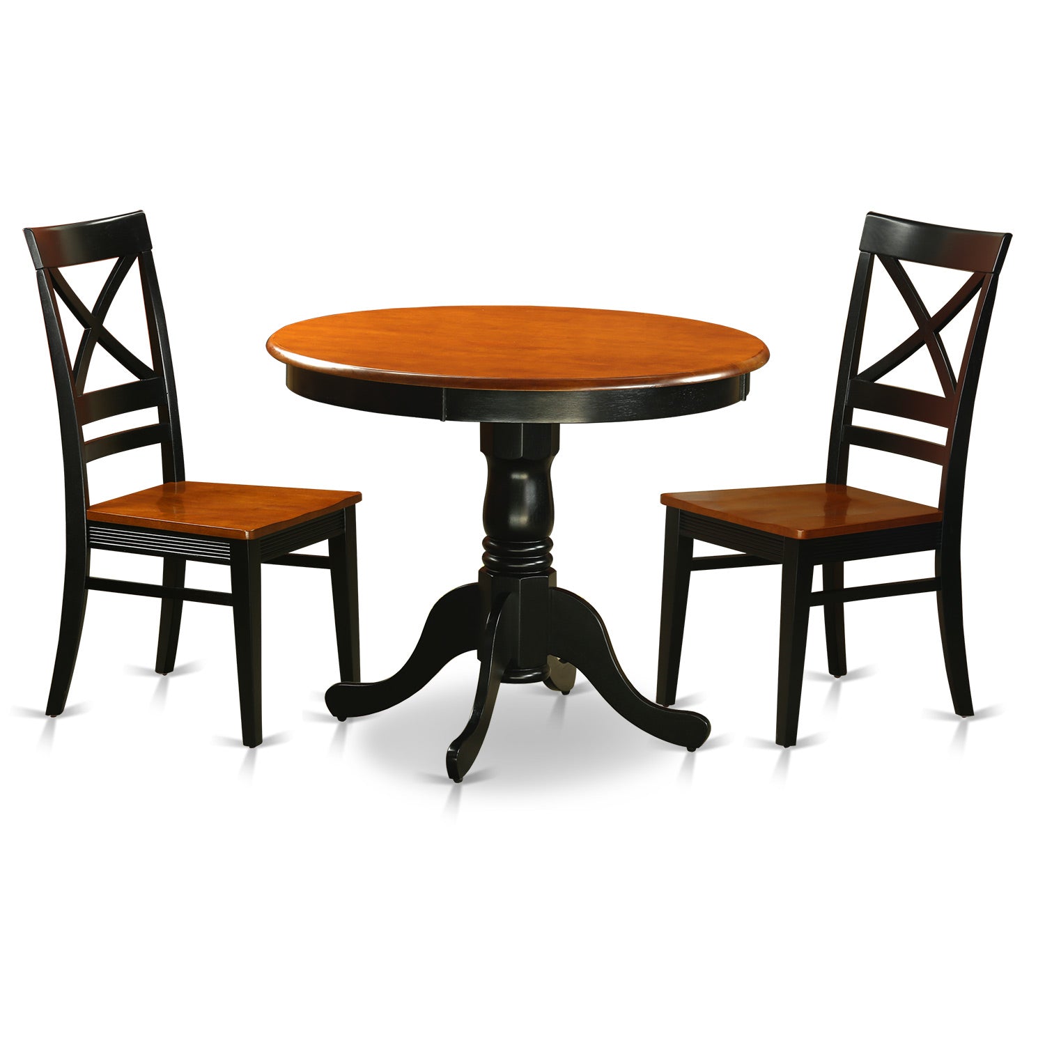 ANQU3-BLK-W Dining set - 3 Pcs with 2 Wood Chairs