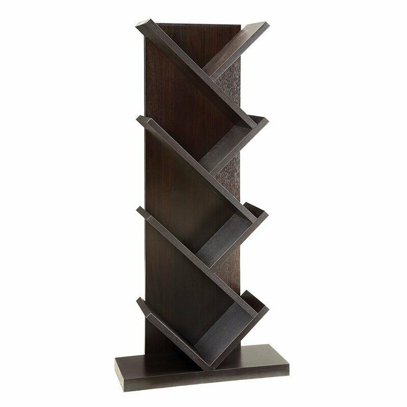 Contemporary 4 - Shelf Bookcase Bookshelf with Diagonal Slating Shelves