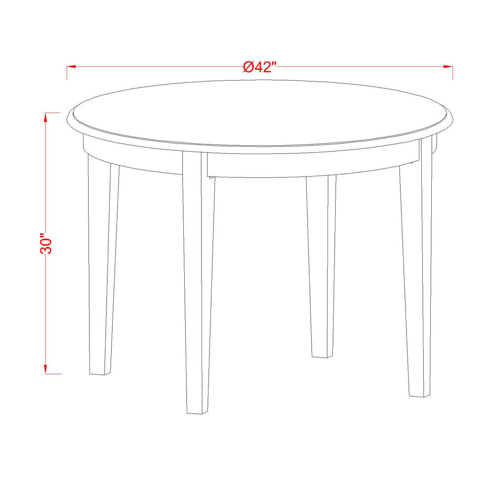 BOAV5-LWH-W 5PC Round 42 inch Table and 4 vertical slatted Chairs