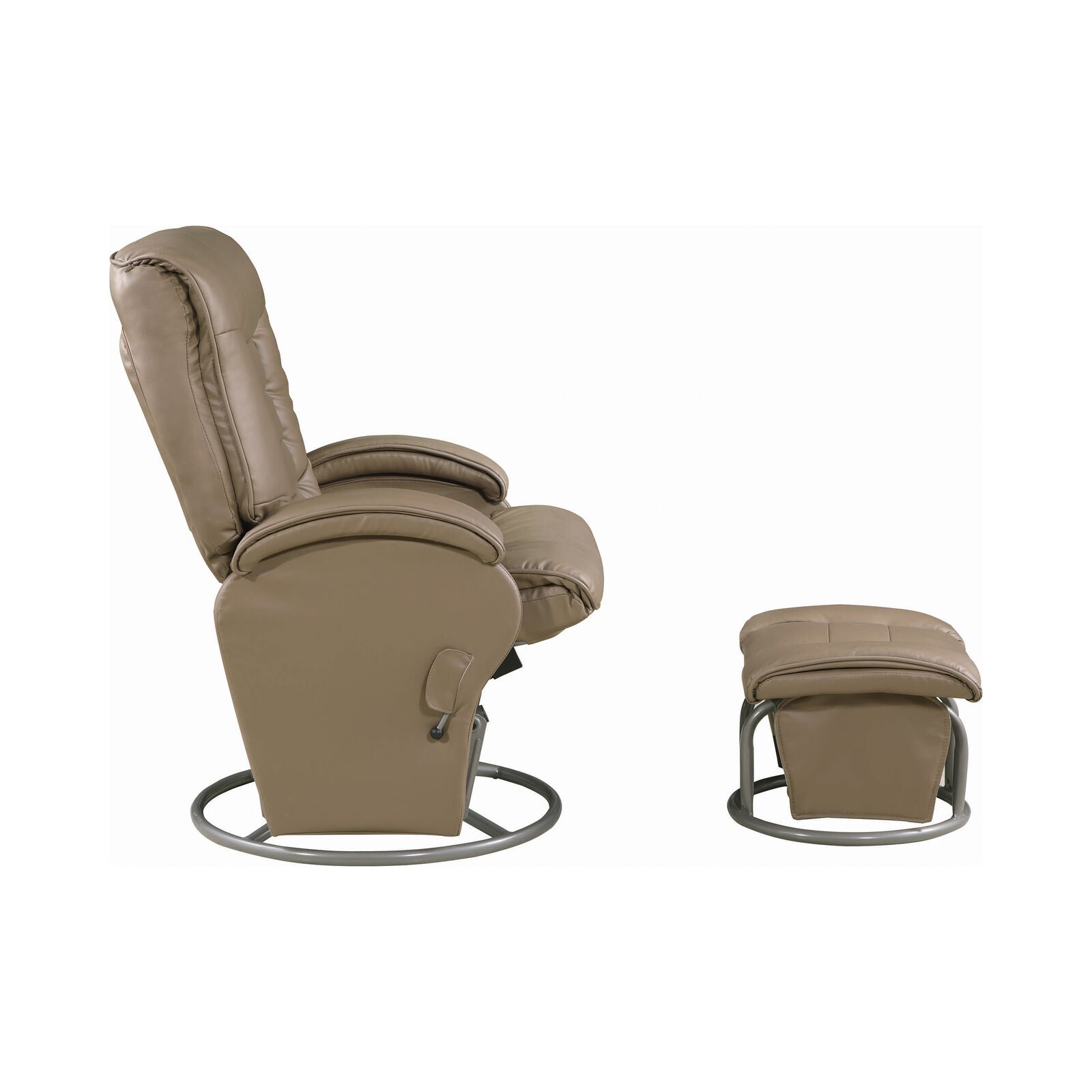 Coaster Leatherette Push-Back Swivel Glider Recliner With Ottoman Beige & Black