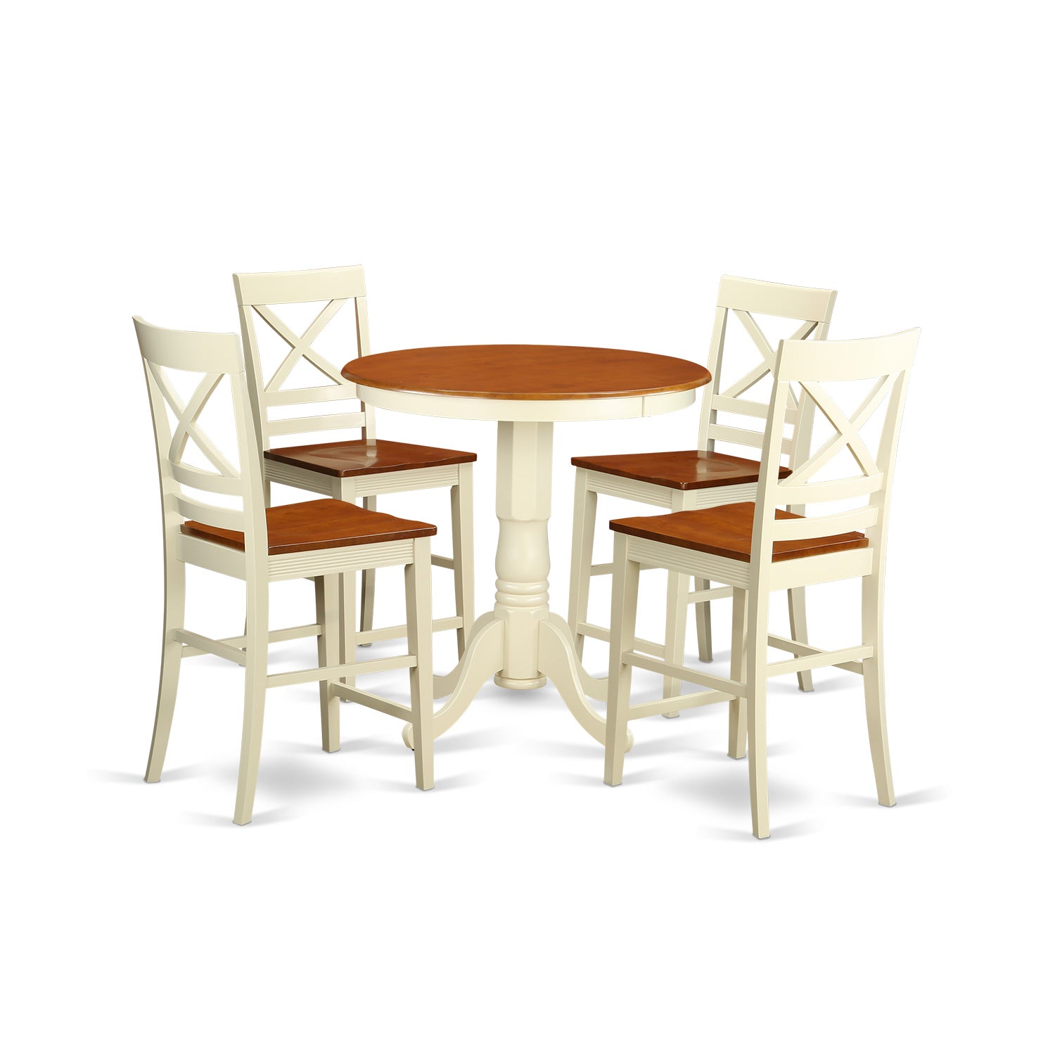 EDQU5-WHI-W 5 Pc pub Table set-pub Table and 4 counter height Chairs