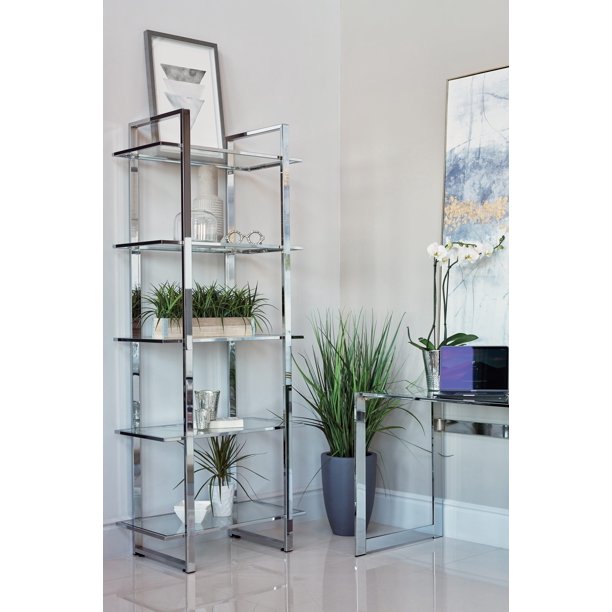 Coaster Hartford Glass Shelf Bookcase Shelf Chrome