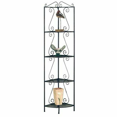 Elena Copper Metal Finish Corner Bookcase Shelf With Decorative Scrolls