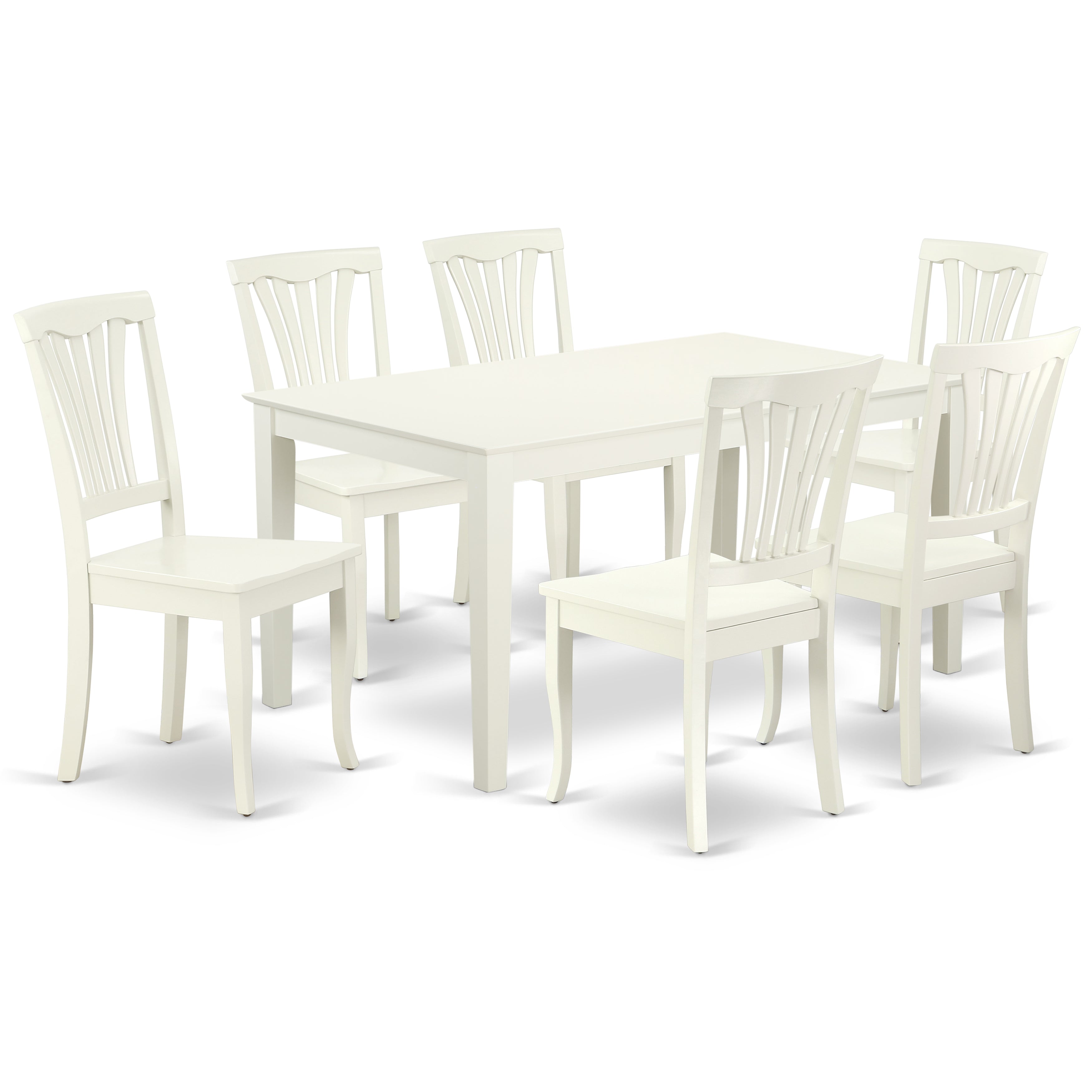 CAAV7-LWH-W 7PC Rectangular 60 inch Table and 6 vertical slatted Chairs