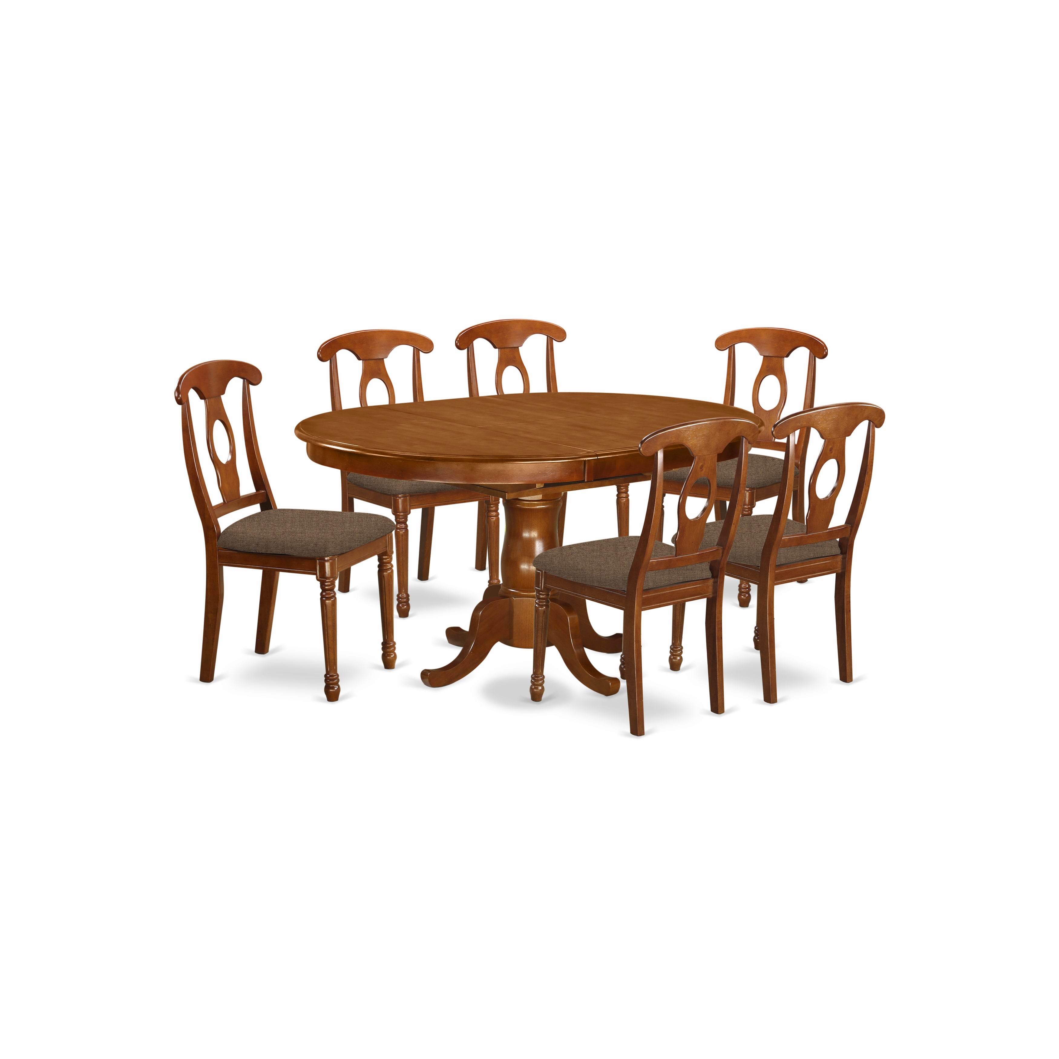 PONA7-SBR-C 7 Pc Dining room set-and Oval Dining Table with Leaf and 6 Dining Chairs
