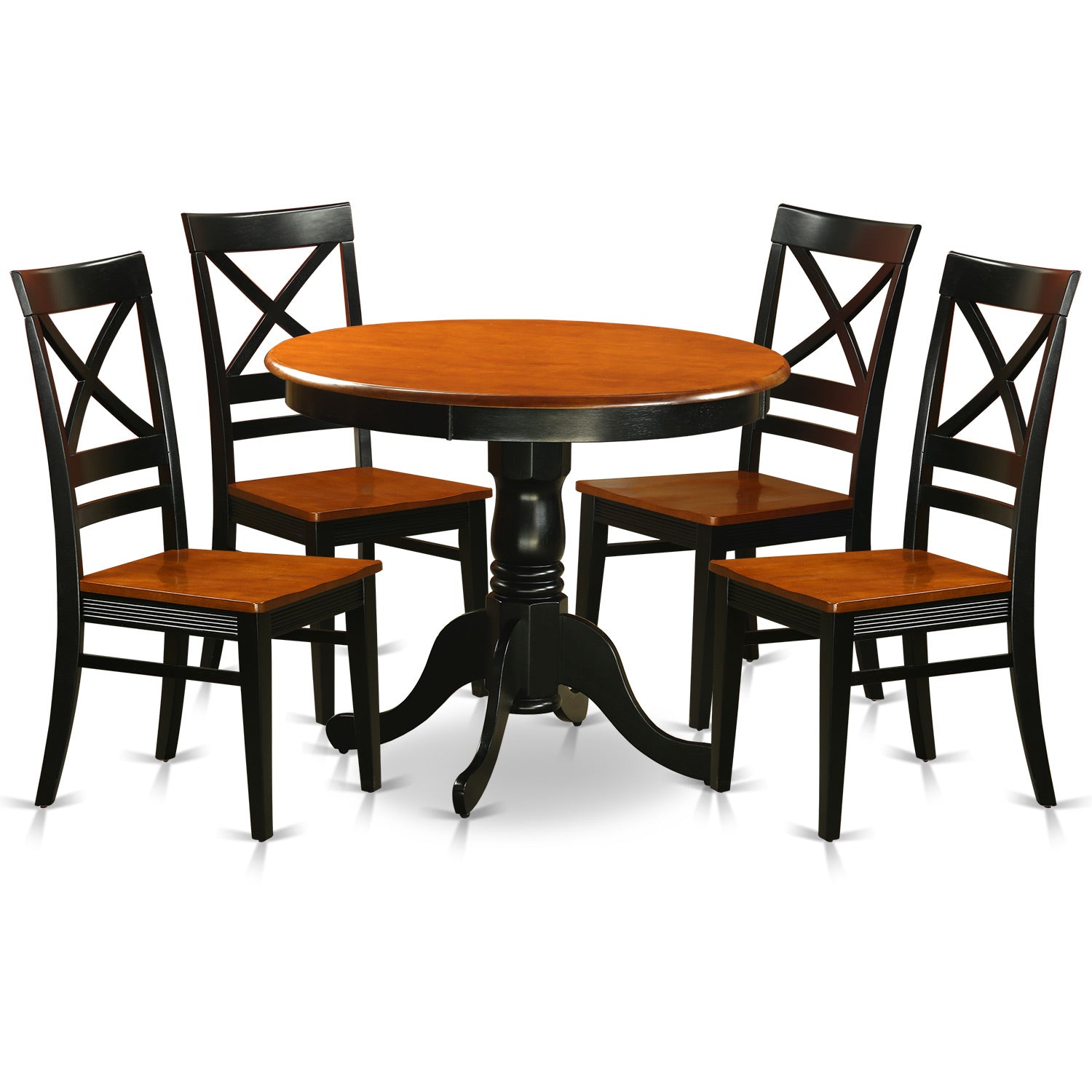 ANQU5-BLK-W Dining set - 5 Pcs with 4 Wood Chairs