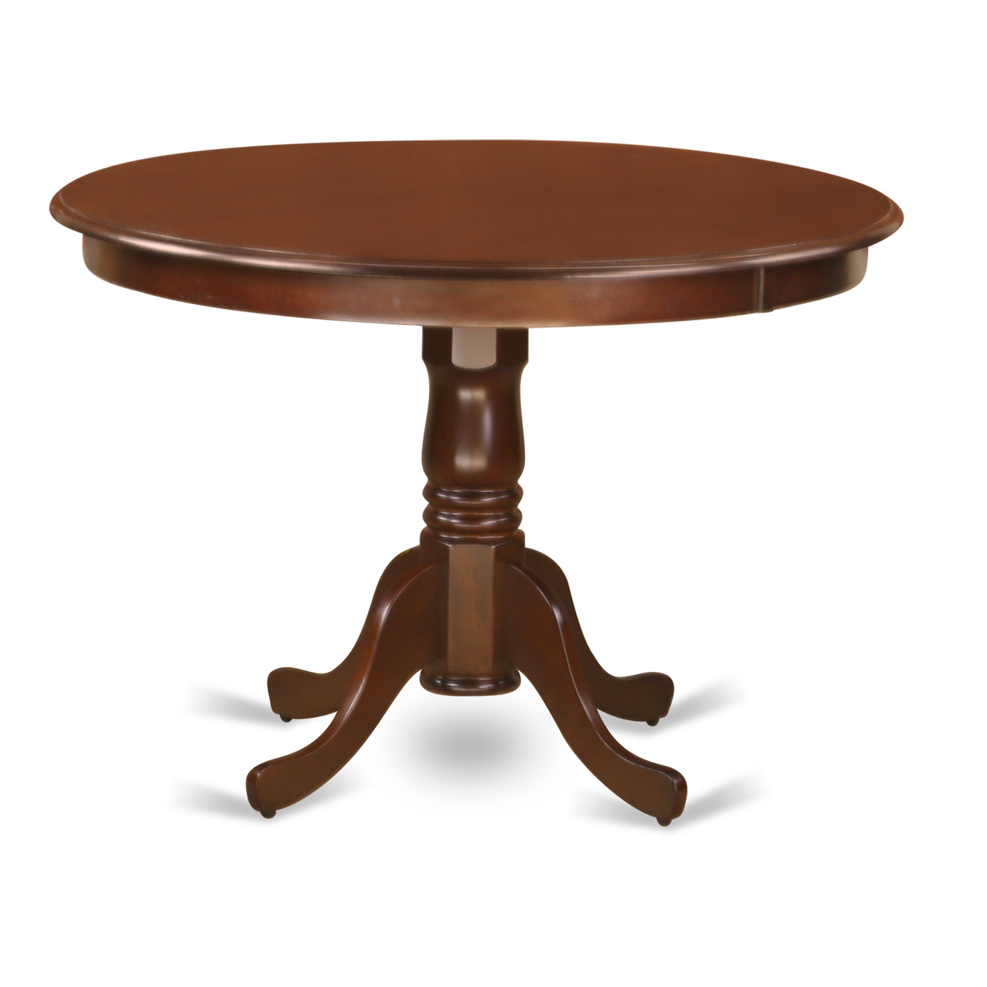 HLFR5-MAH-05 5Pc Dining Set Includes a Round Dinette Table and Four Parson Chairs with Doeskin Fabric, Mahogany Finish