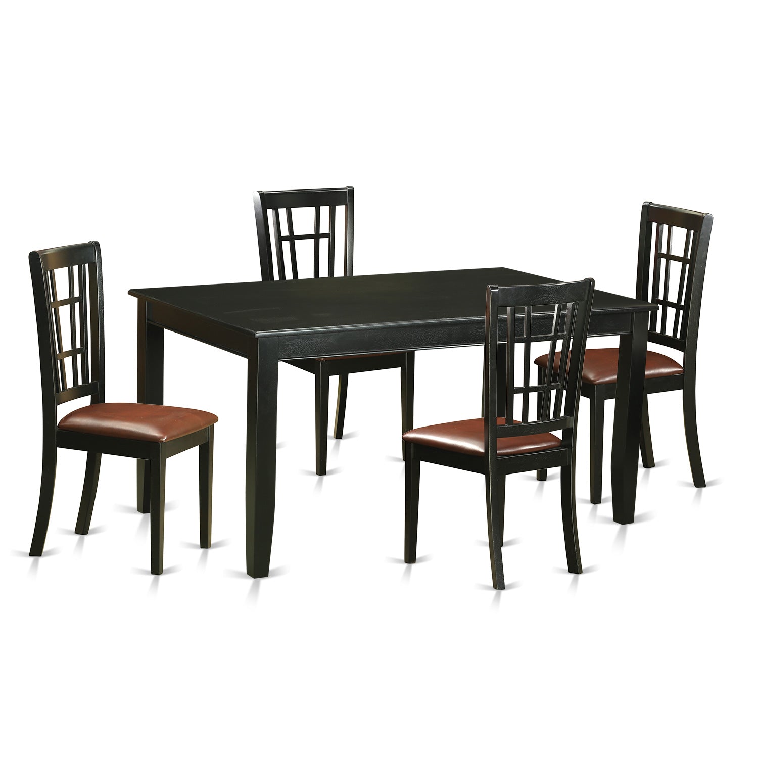 DUNI5-BLK-LC 5 PcTable and chair set for 4-Table and 4 Chairs