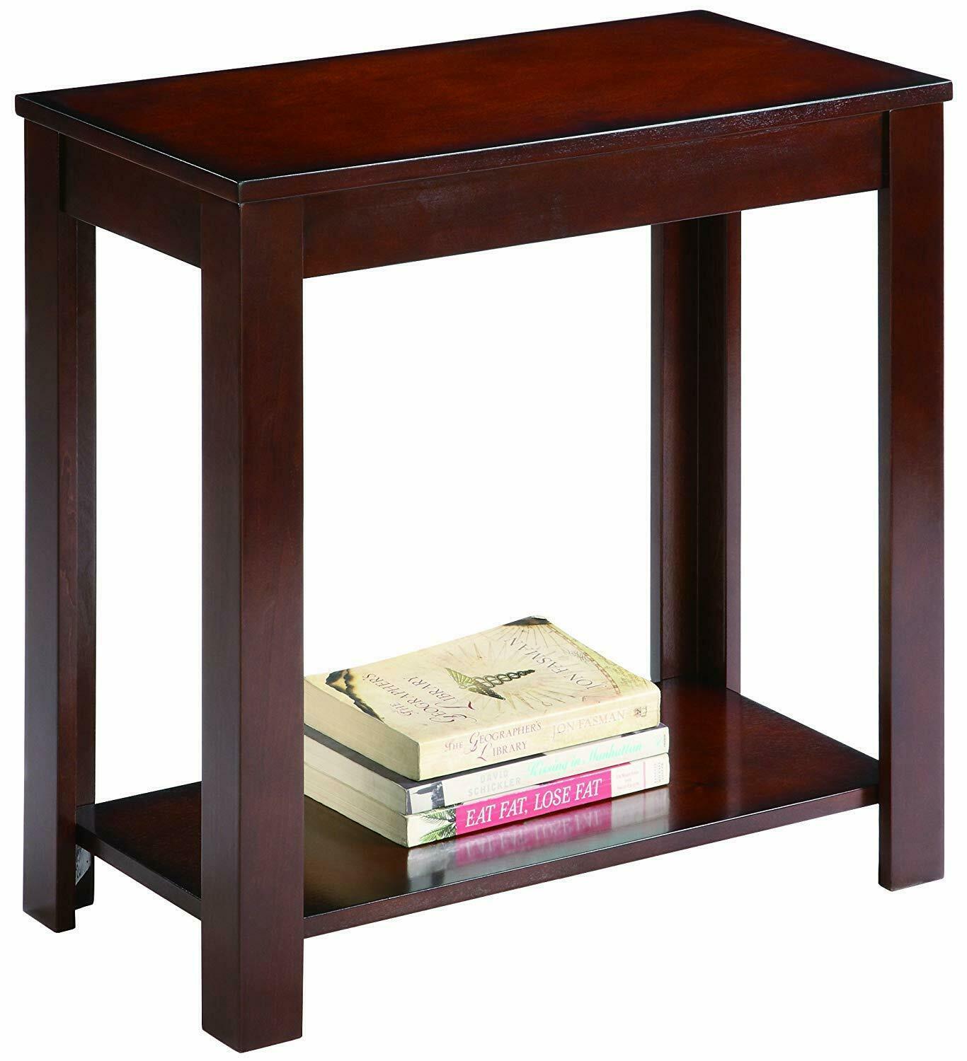 Modern Pierce Chairside Accent table With Shelf Charcoal Espresso And Black