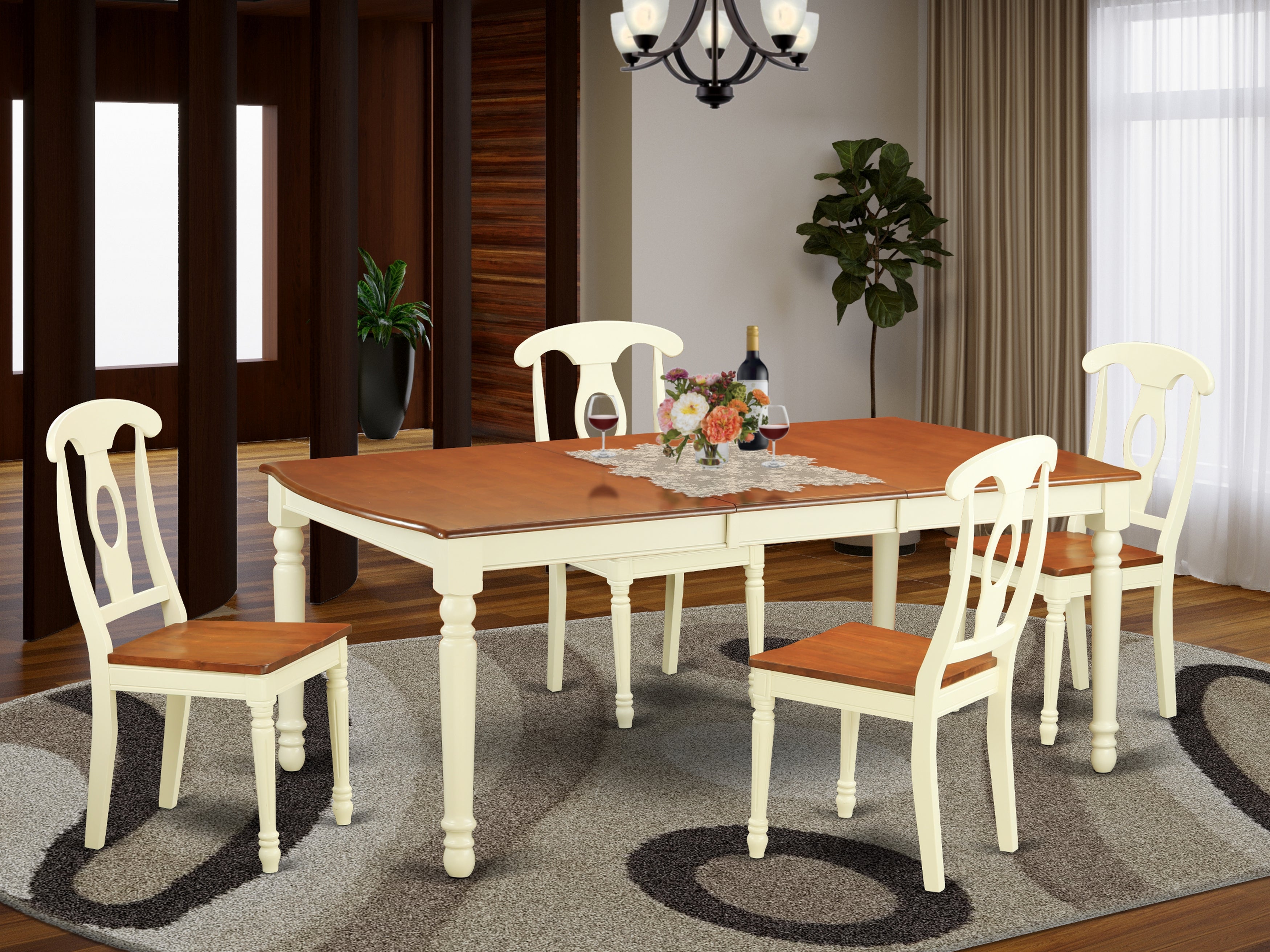 DOKE5-WHI-W 5 Pc Dining room set -Kitchen dinette Table and 4 Dining Chairs