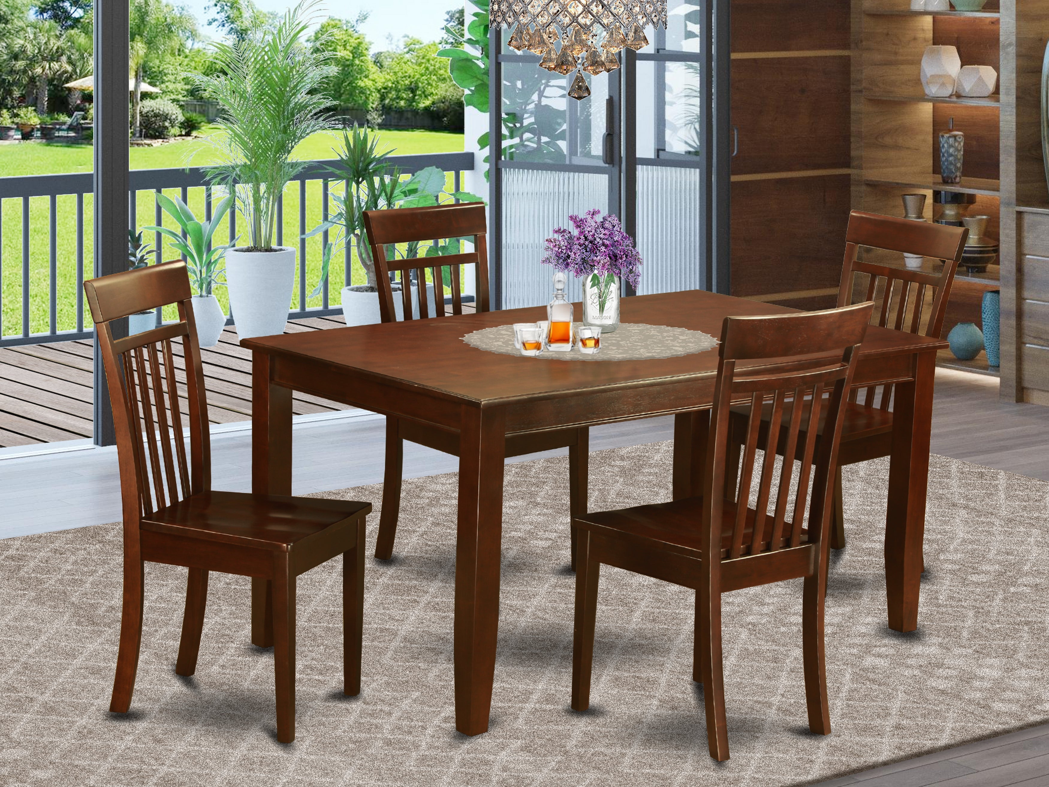 DUCA5-MAH-W 5 PC Kitchen Table set for 4-Kitchen Table and 4 Kitchen Chairs