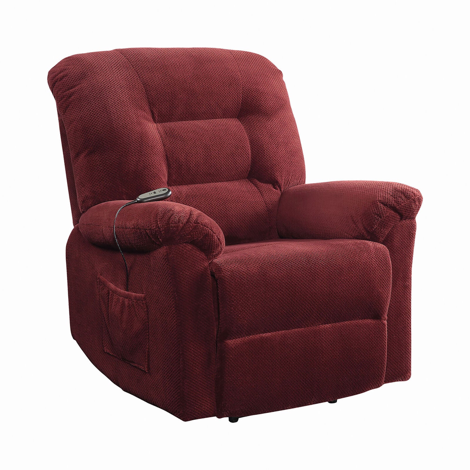 Coaster Upholstered Chenille Power Lift Recliner Brick Red