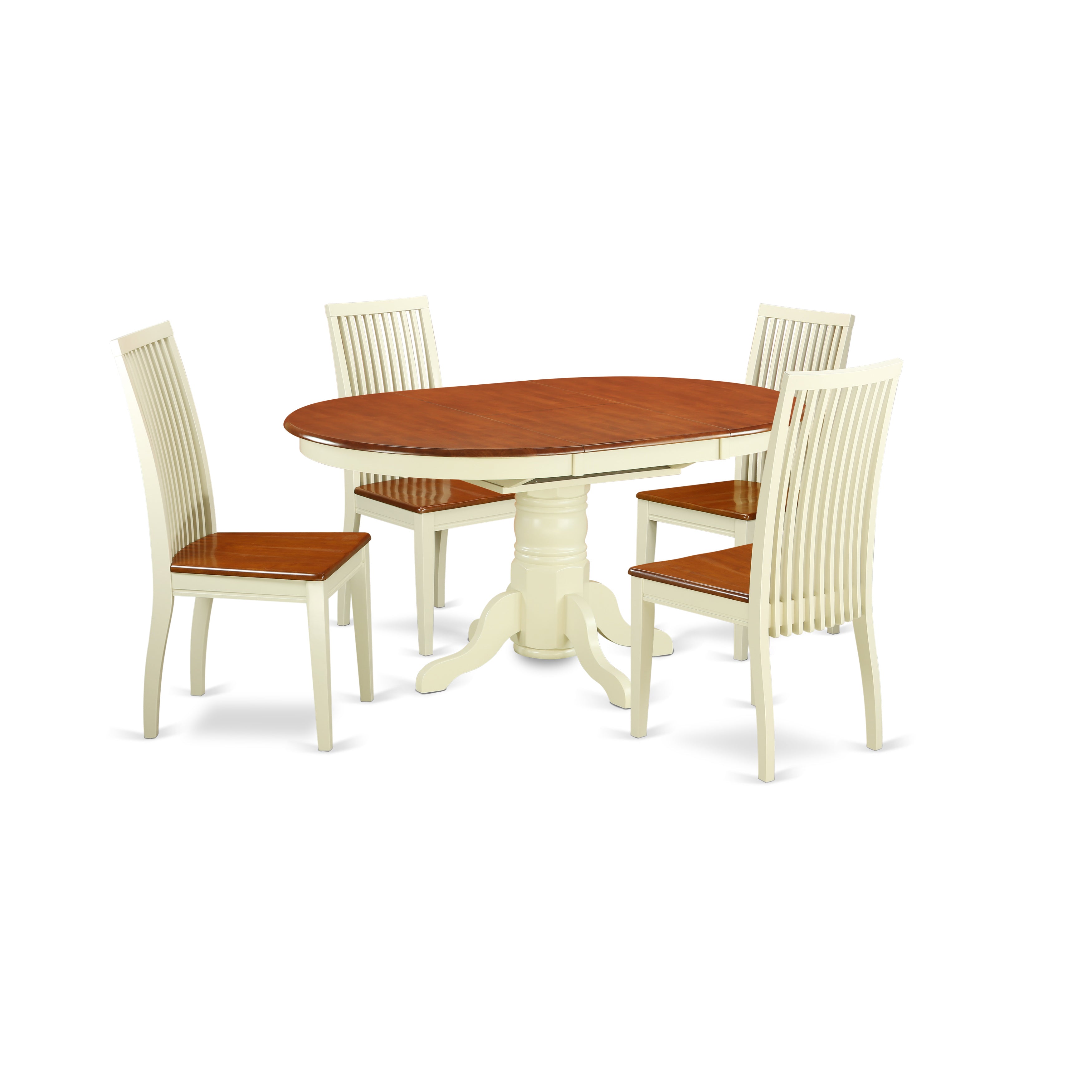 KEIP5-BMK-W 5 PC table and chair set with one Kenley dining table and four kitchen chairs in a Buttermilk & Cherry Finish