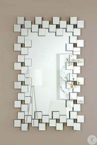 Coaster Frameless Hanging Wall Mirror With Staggered Tiles Silver 901838