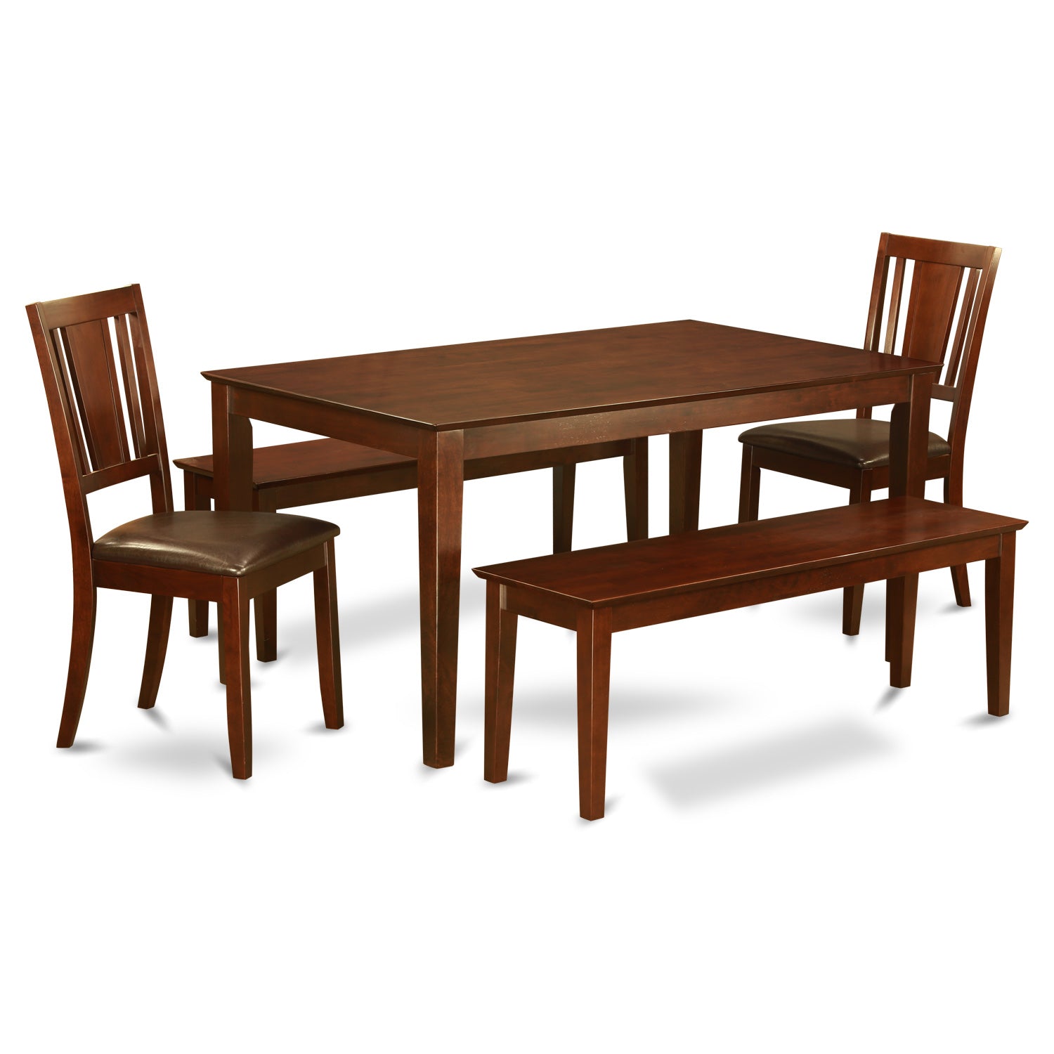 CADU5C-MAH-LC 5 Pc Dining room set-Table and 2 Dining Chairs and 2 Benches