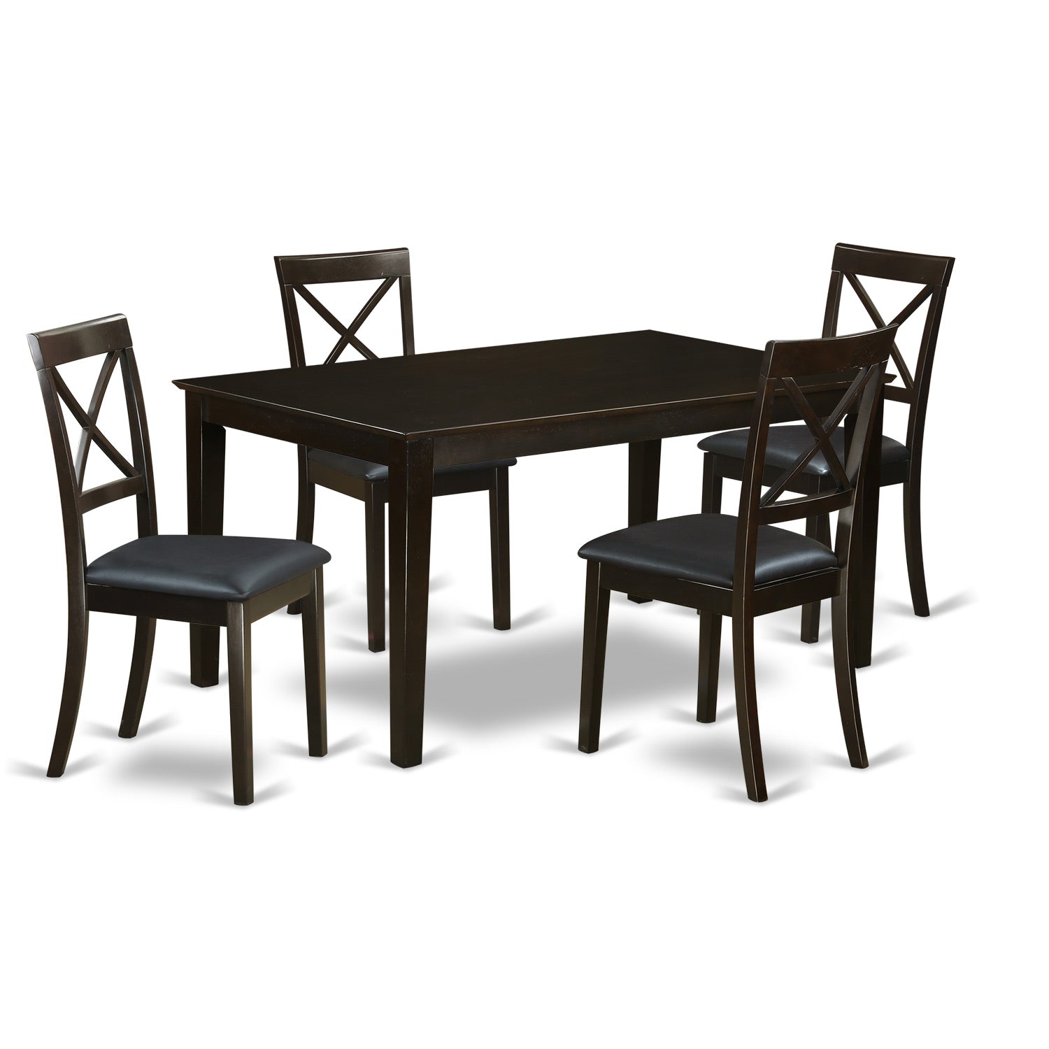 CABO5S-CAP-LC 5 Pc Dining room set- Top Dining Table and 4 Leather Dining Chairs