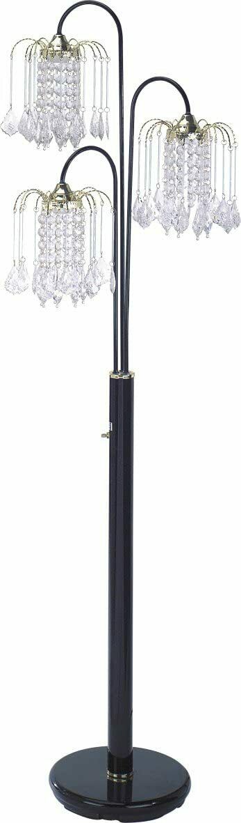 Three-Light Adjustable Faux Crystal Chandelier Floor Lamp Black