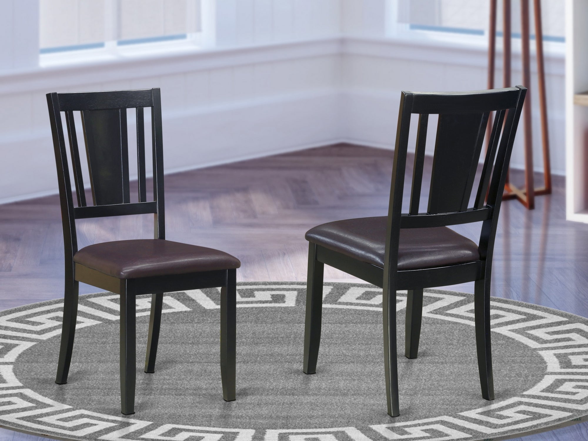 DUC-BLK-LC Dudley Dining Chair with Faux Leather upholstered Seat in Black Finish