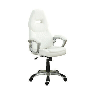 Bruce  Ergonomic Adjustable Height Office Chair White and Silver