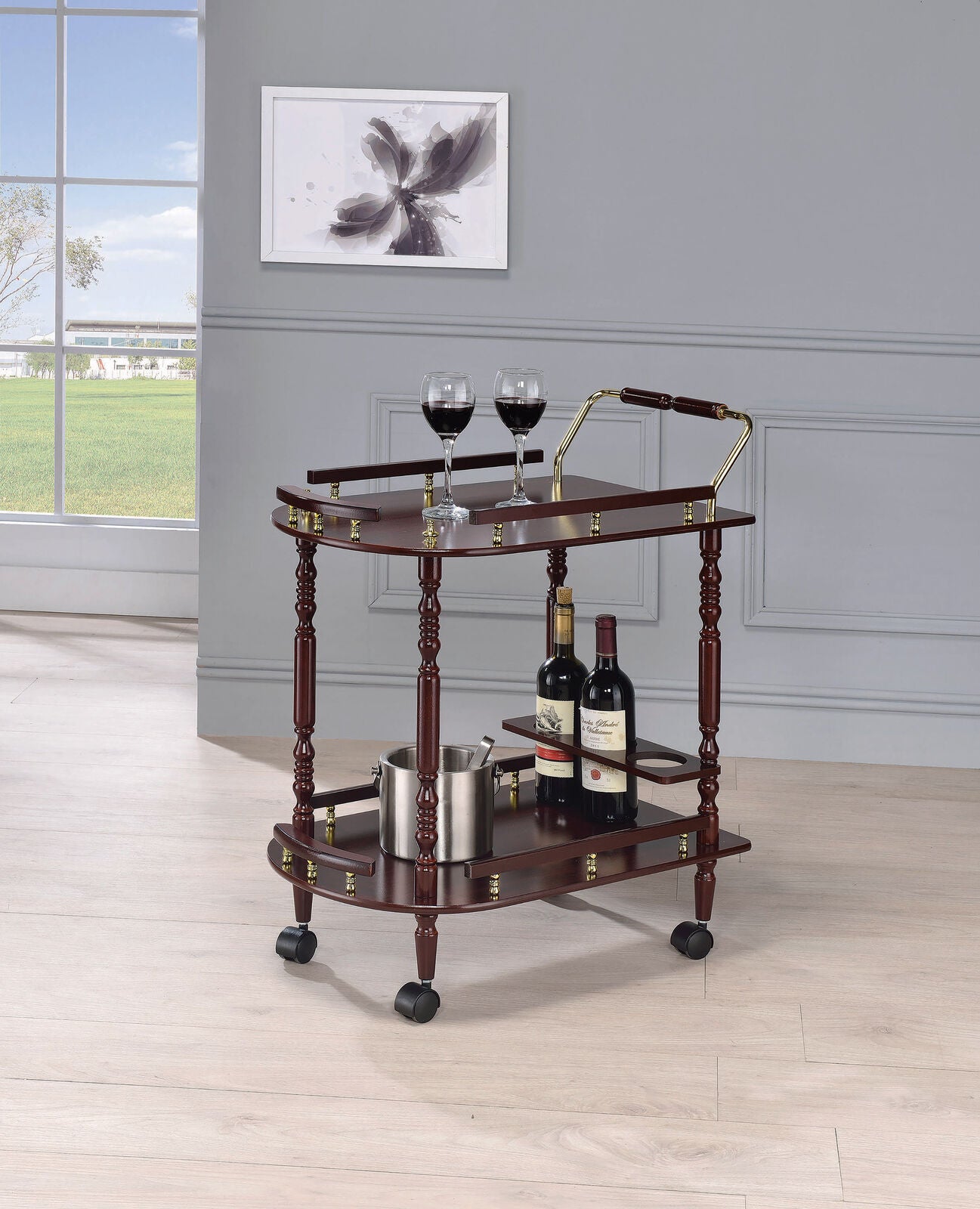 Palmer 2-tier Serving Cart Merlot and Brass