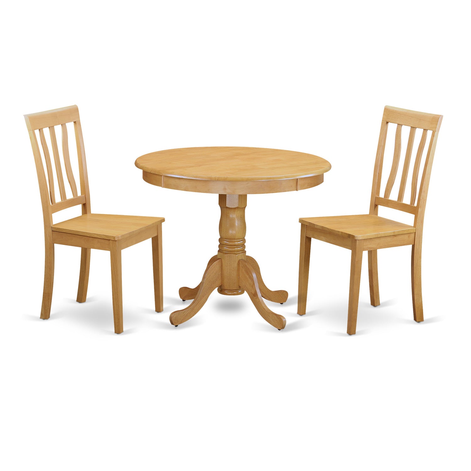 ANTI3-OAK-W 3 Pc Kitchen Table set-round Kitchen Table and 2 Dining Chairs