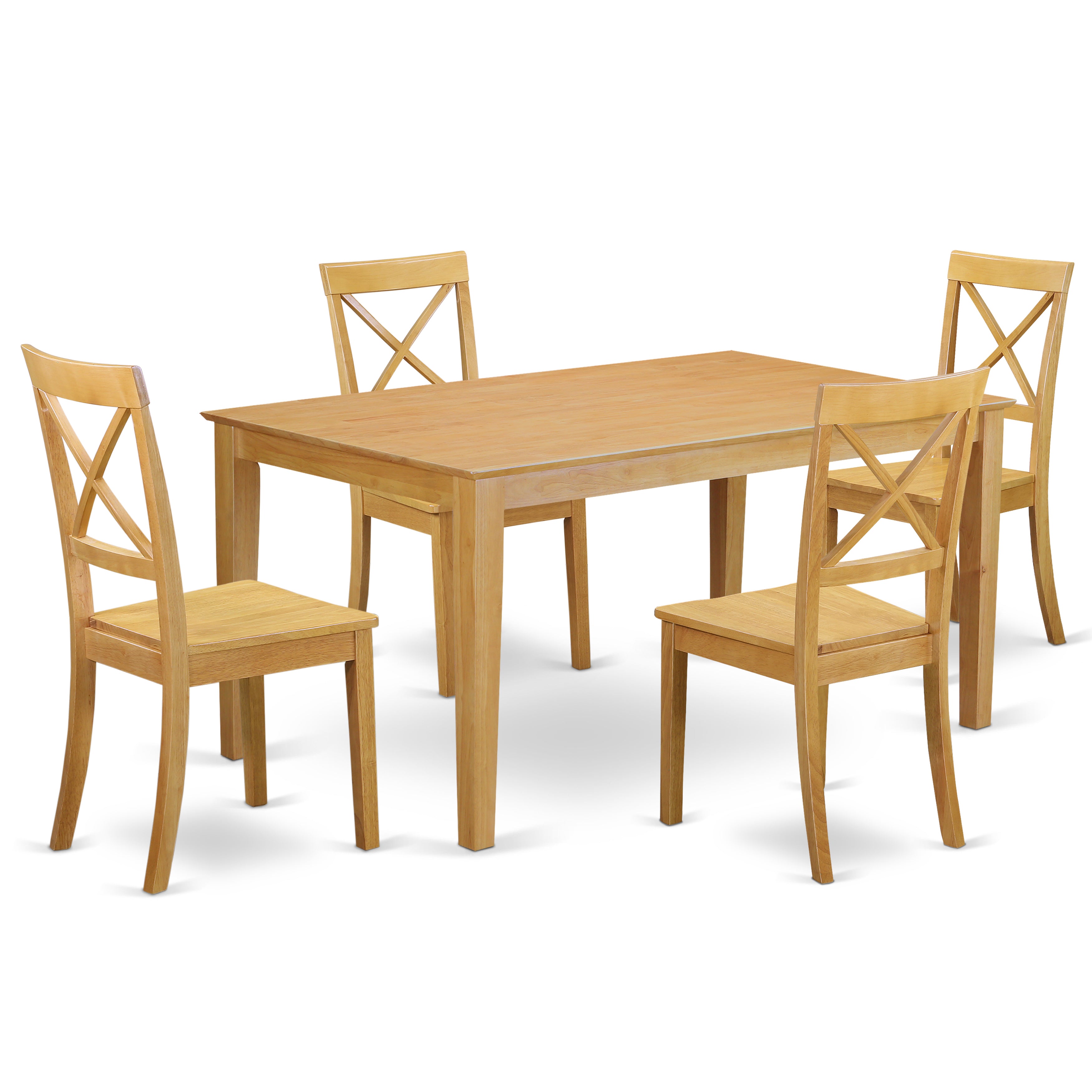 CABO5-OAK-W 5 Piece dining room Set for 4 set-Dining table and 4 Wood Seat Dining Chairs in Oak