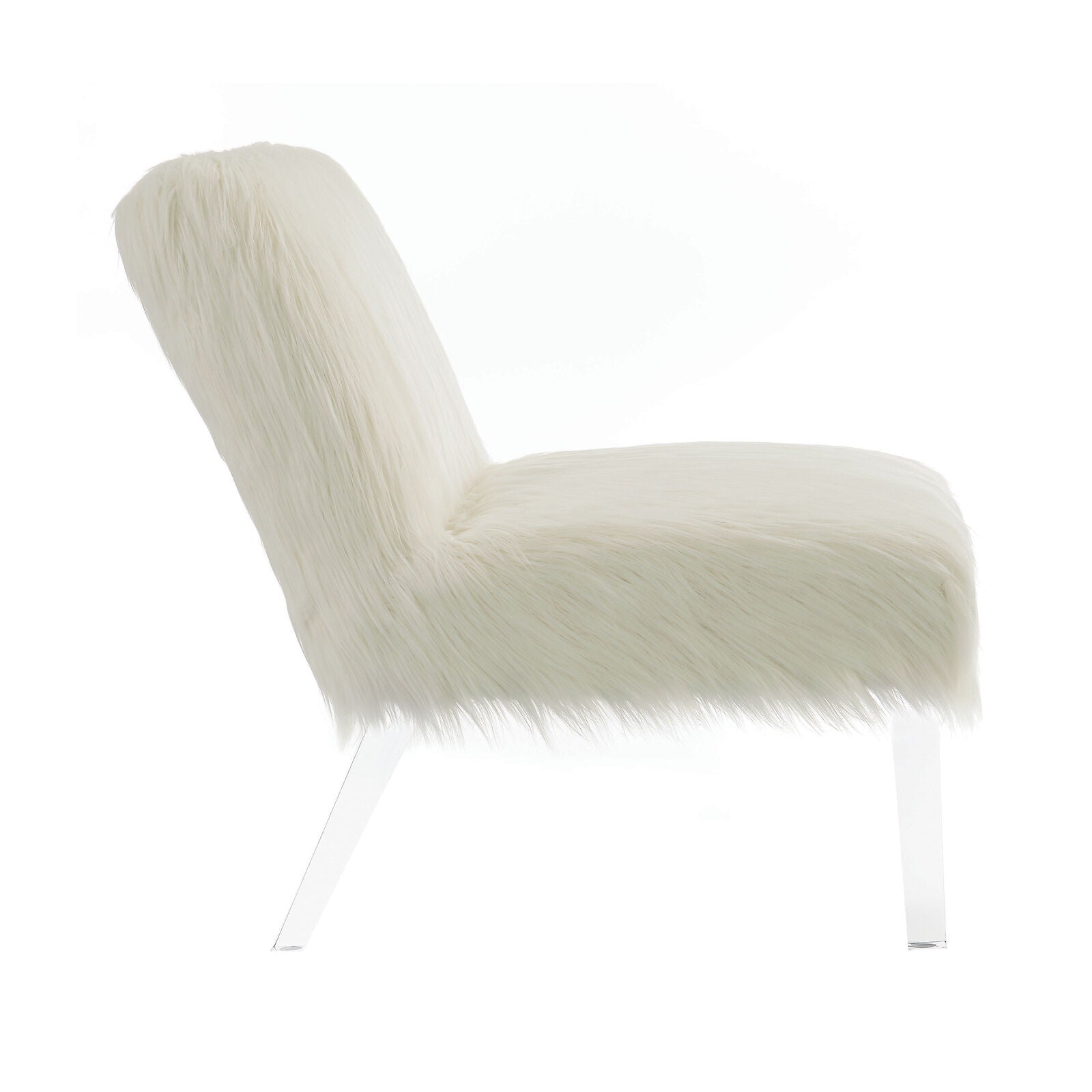 Modern Faux Sheepskin And Acrylic Upholstered Accent Chair White