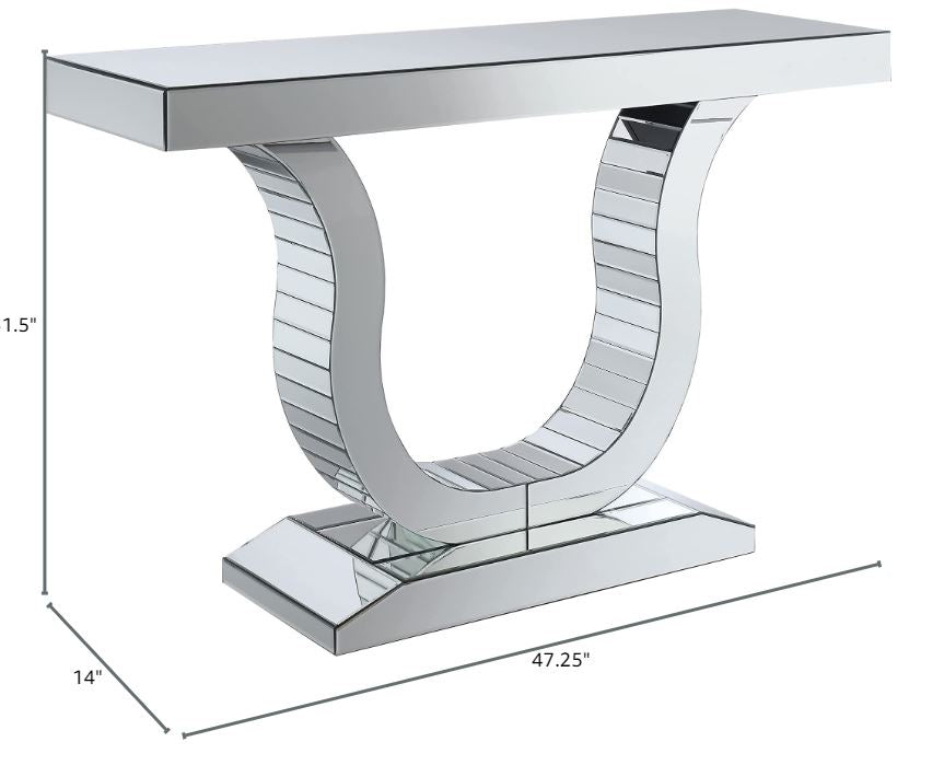 Saanvi Console Table With U-Shaped Base Clear Mirror