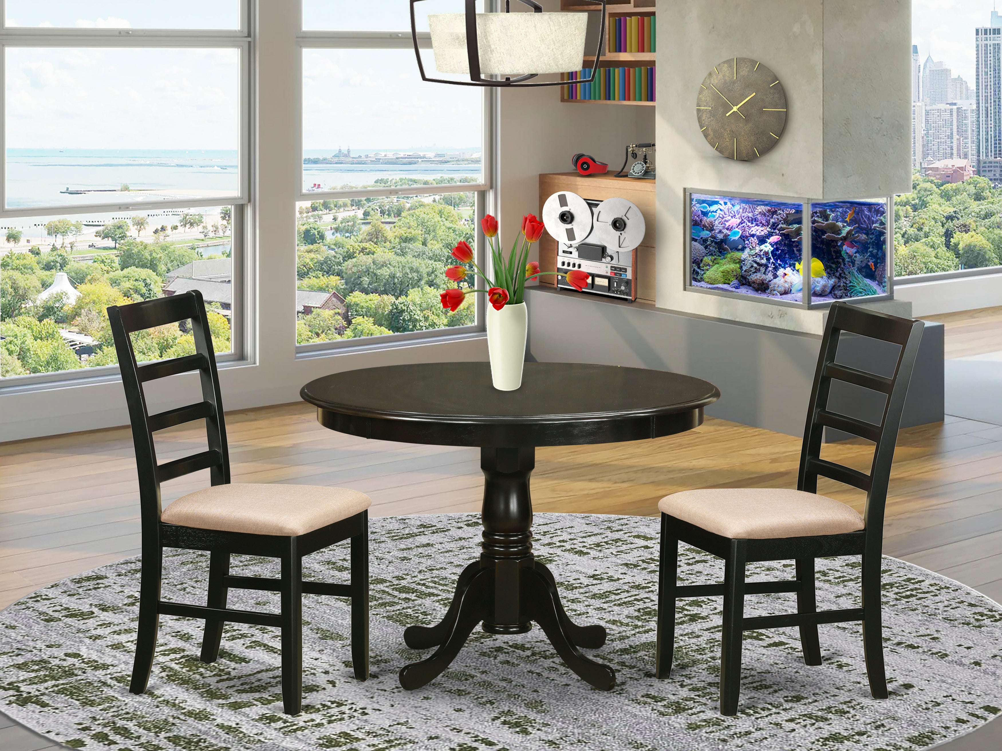 HLPF3-CAP-C 3 Pc small Kitchen Table set-Dining Table and 2 Dinette Chairs.