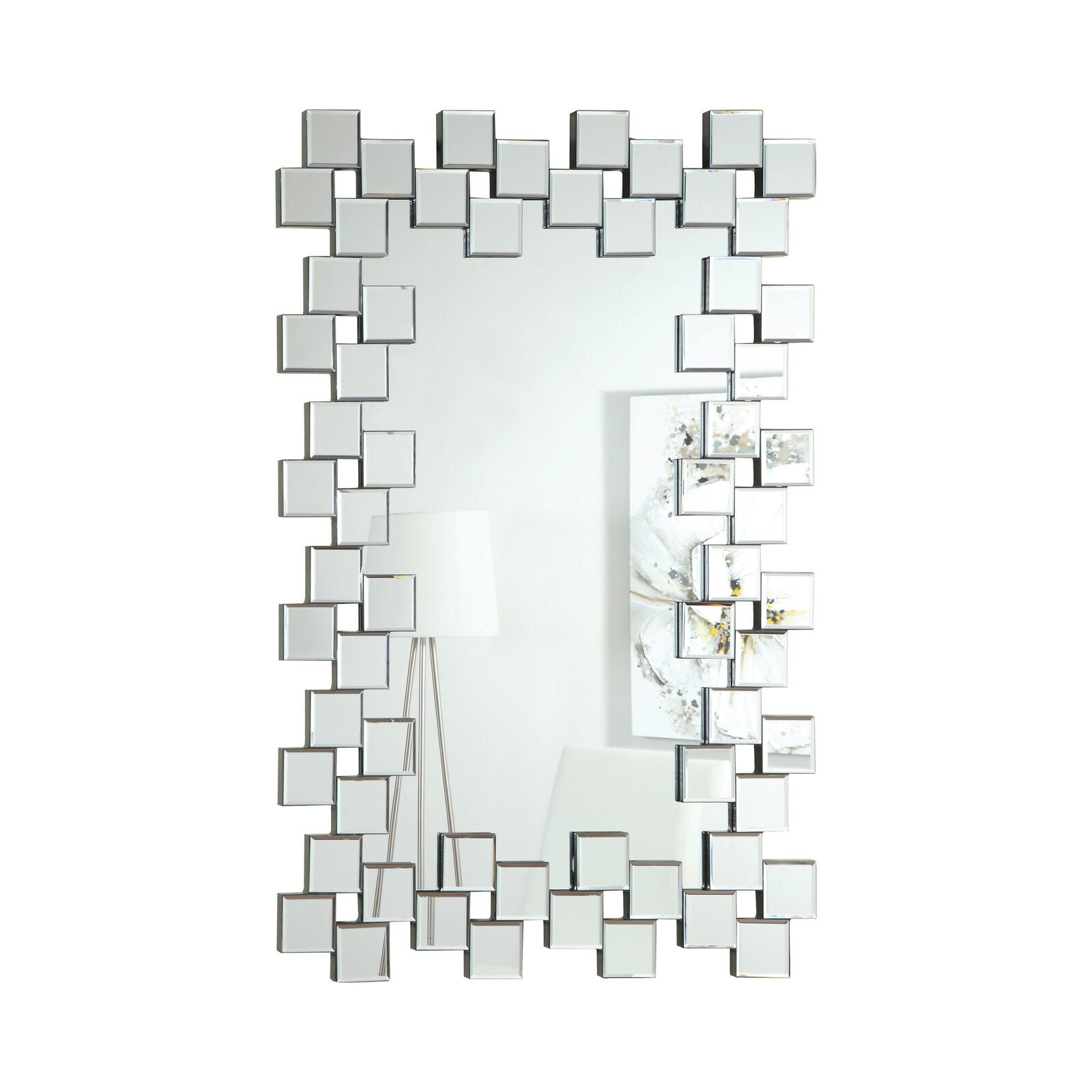 Coaster Frameless Hanging Wall Mirror With Staggered Tiles Silver 901838