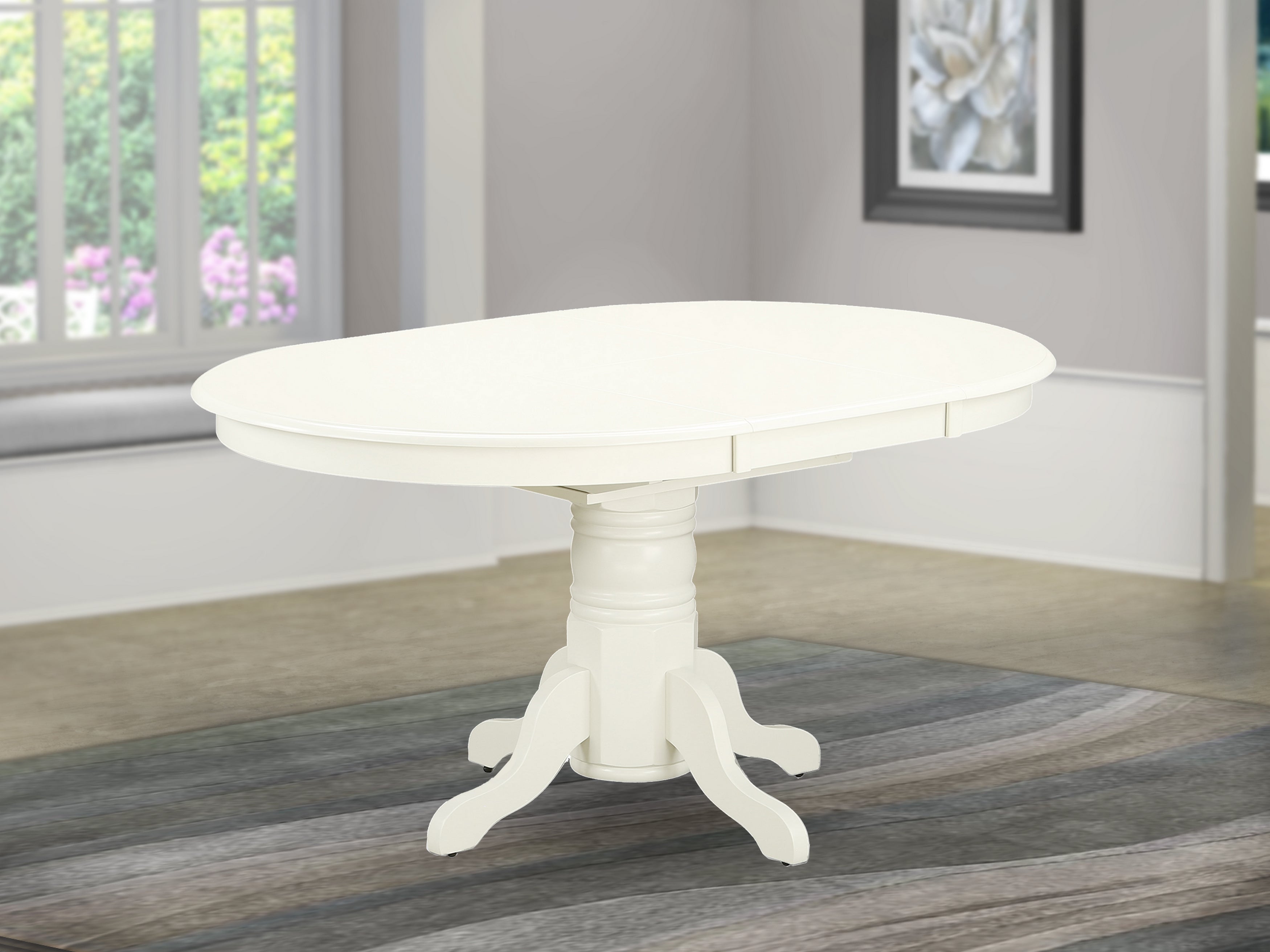 AVT-LWH-TP Oval Table with 18" Butterfly leaf - Linen White