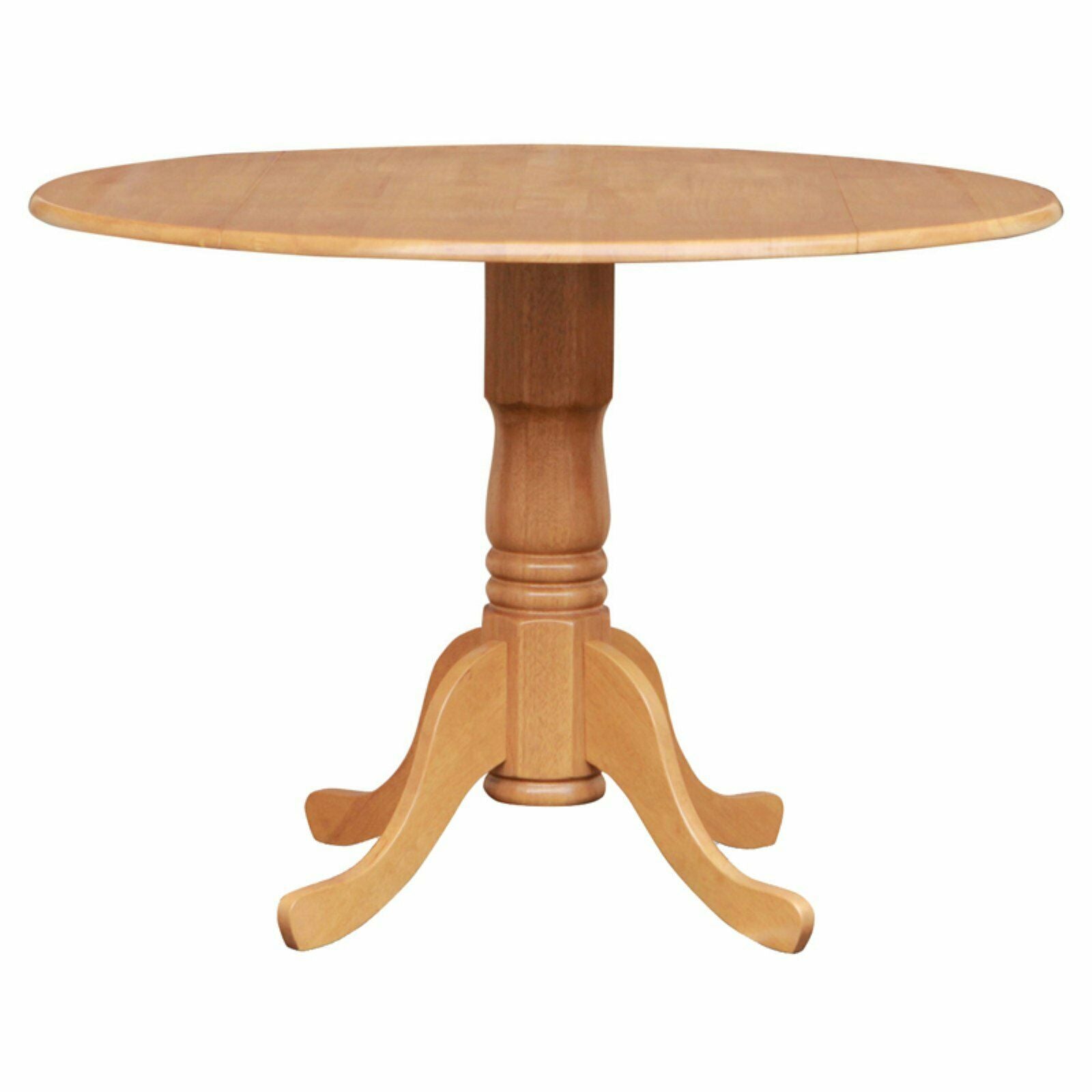 Dublin Drop-leaf 42" Round Pedestal Kitchen Dining Table - Oak