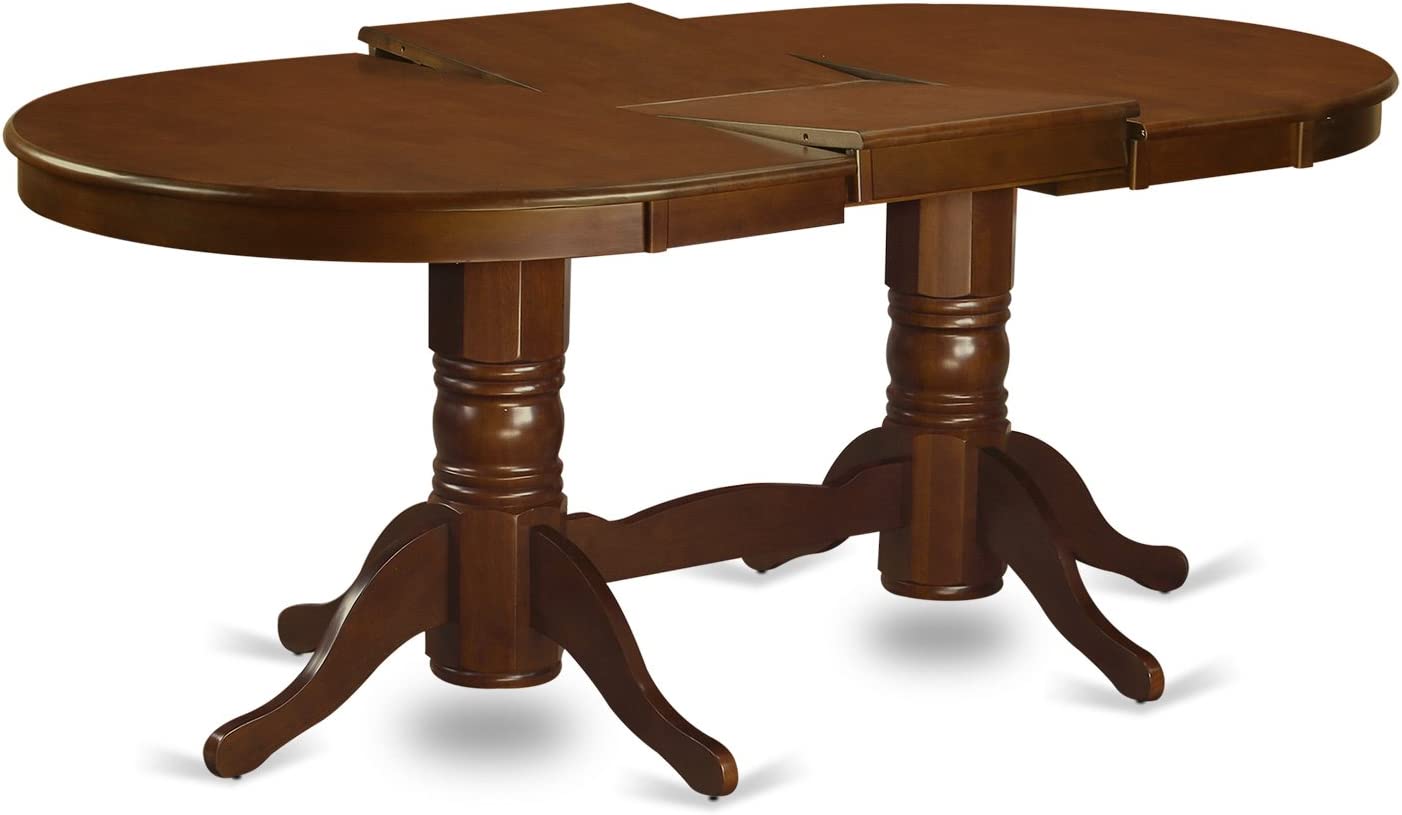 7 PC Espresso Oval Dining room Table With Leaf, Double pedestal and 6 Chairs Set