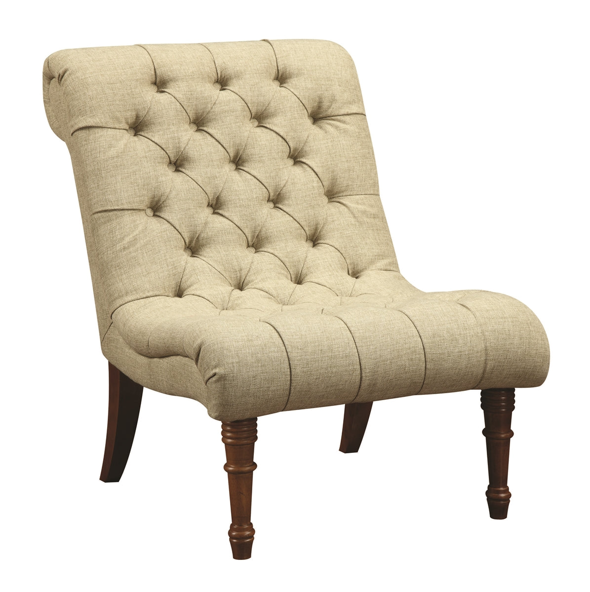 Armless Slipper Style Tufted Back Accent Chair Sage