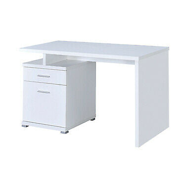 Modern Irving 2-Drawer Reversible Home Office Desk With Cabinet White