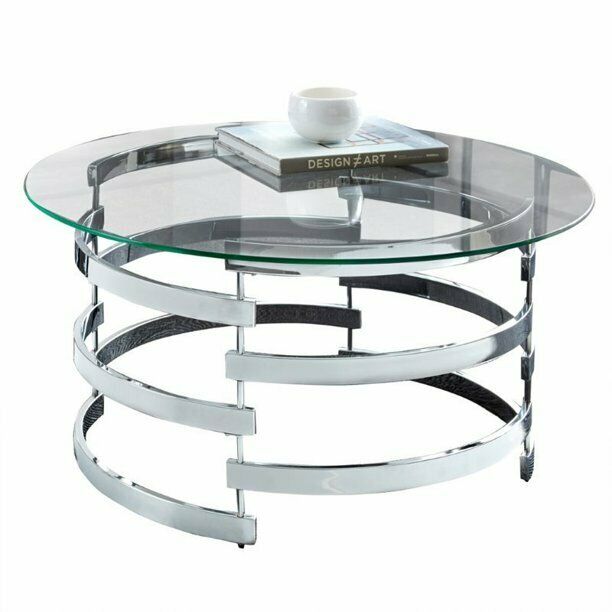 Tayside Round Glass Top Coffee Table in Chrome