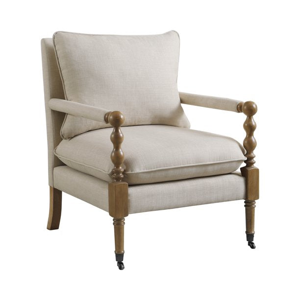 Dempsy Upholstered Accent Chair with Casters Beige