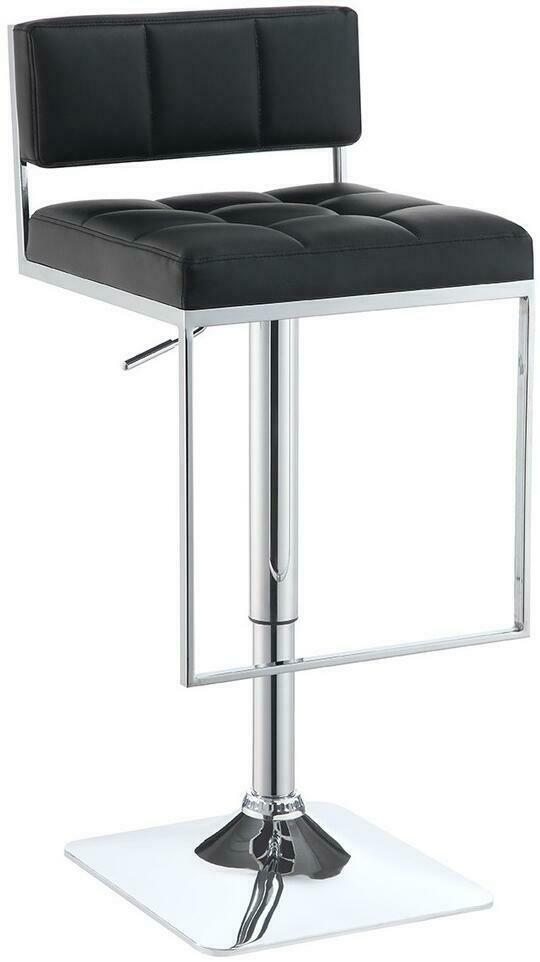 Contemporary Adjustable Bar Stool With Leatherette Seat Chrome And Black 100194