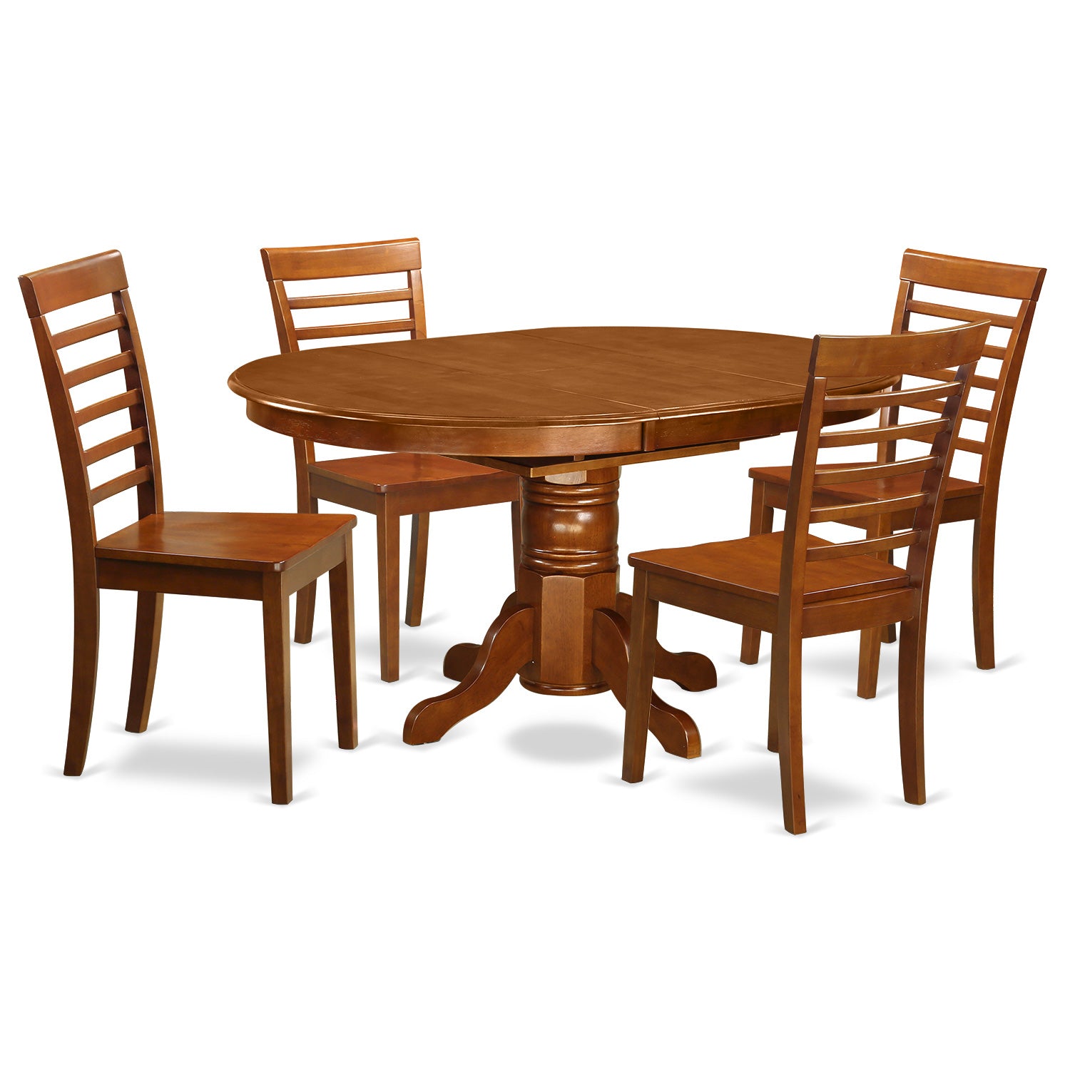 AVML5-SBR-W 5 Pc Dining room set for 4-Table with Leaf and 4 Dining Chairs