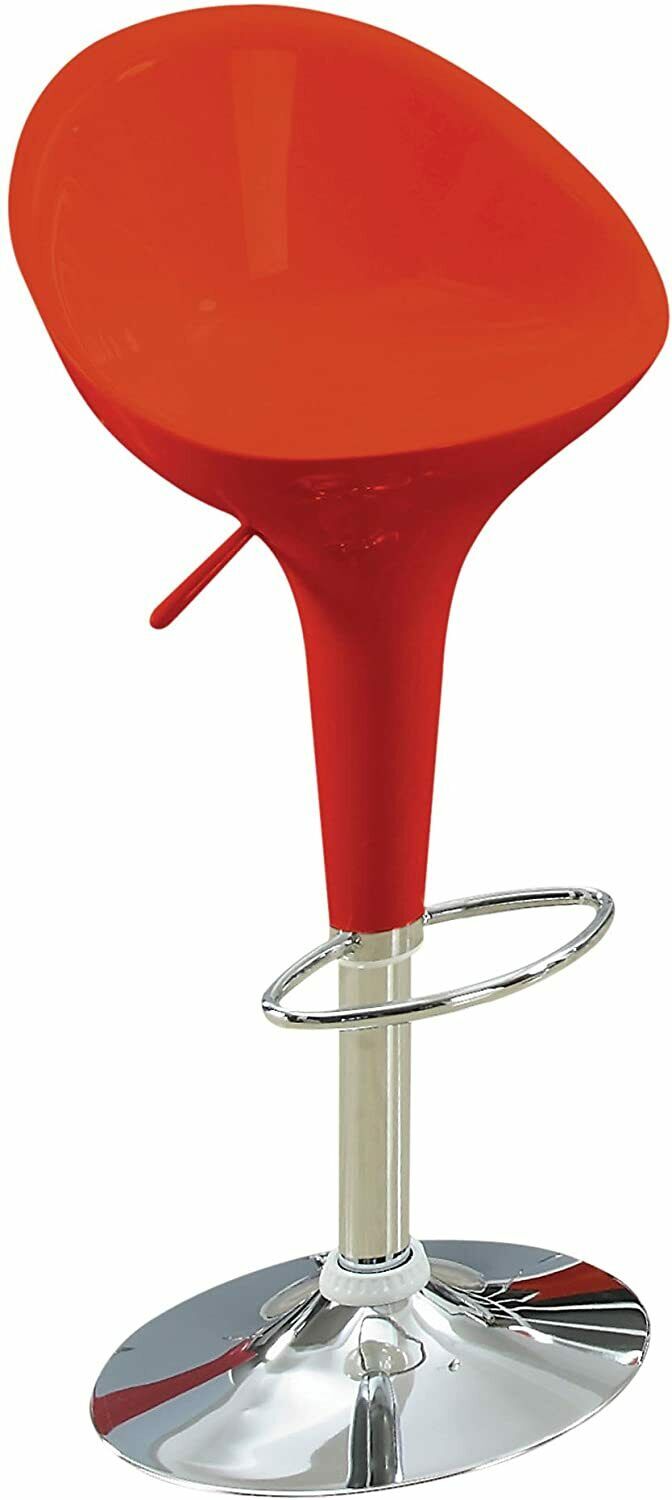 Sybil Adjustable Swivel Air Lift Stool with Footstep, Red, 31-Inch