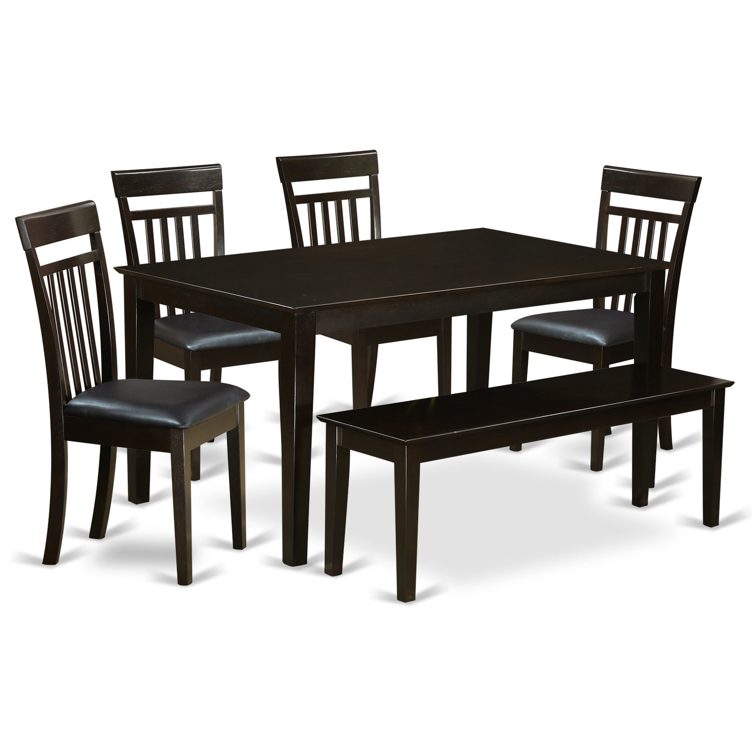 CAP6S-CAP-LC 6 PC Dining room set-Top Kitchen Table and 4 Kitchen Chairs plus 1 Dining bench