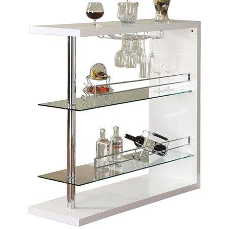 Contemporary Rectangular 2-Shelf Bar Unit Glossy White