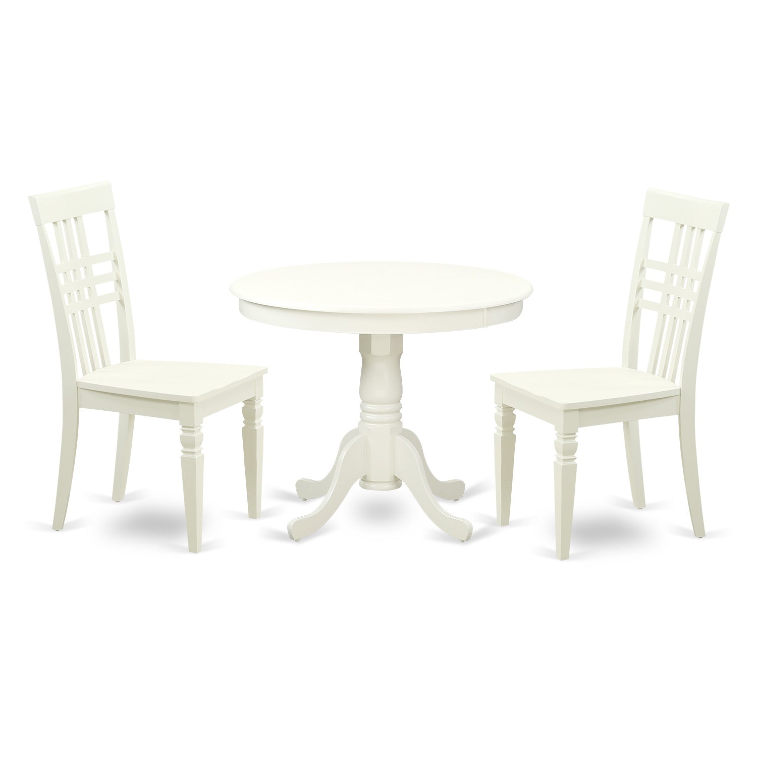 ANLG3-LWH-W 3 Pc set with a Kitchen Table and 2 Wood Kitchen Chairs Having Linen White .