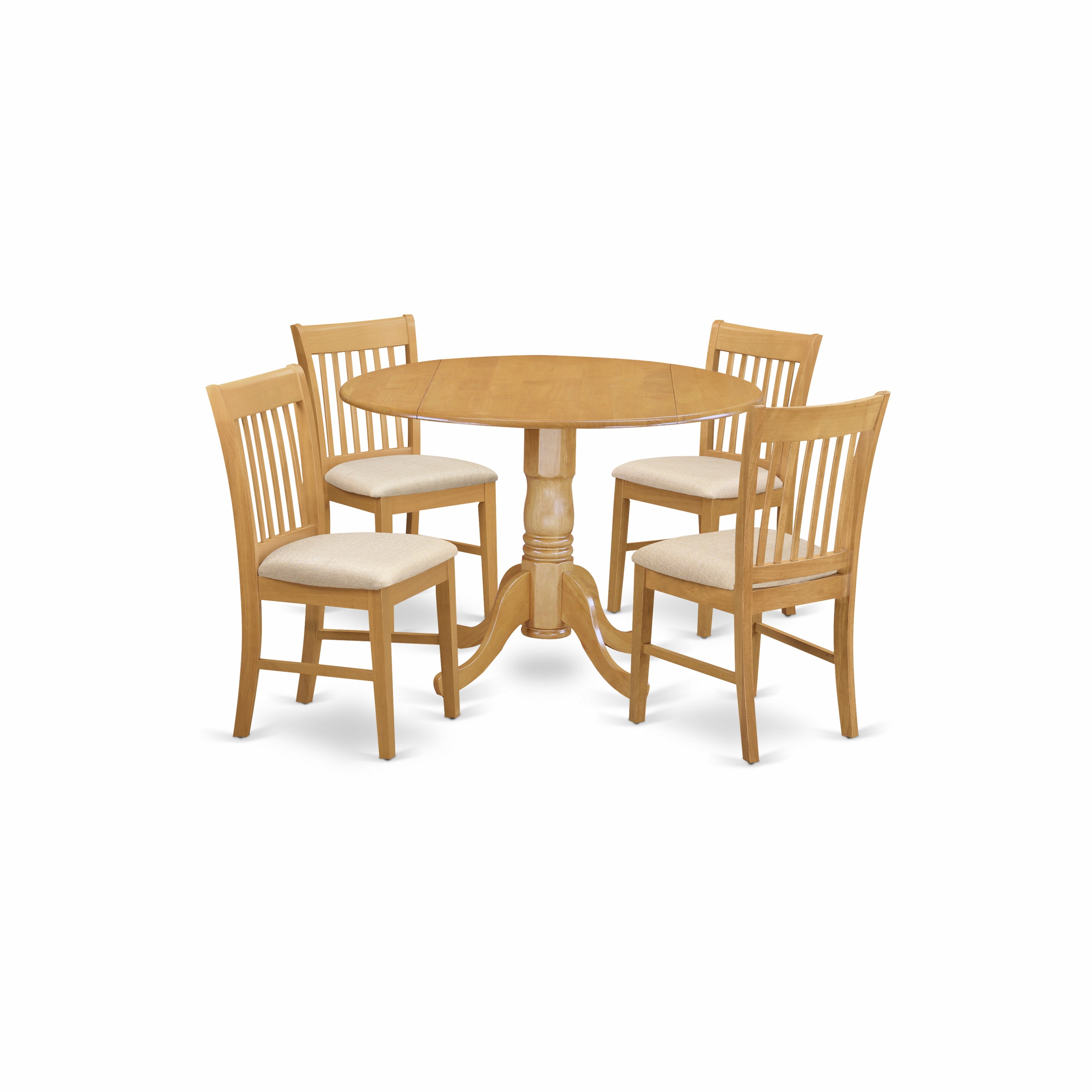 Donna 5 Pc Oak Kitchen Round Dining Table and 4 Dining Chairs Set