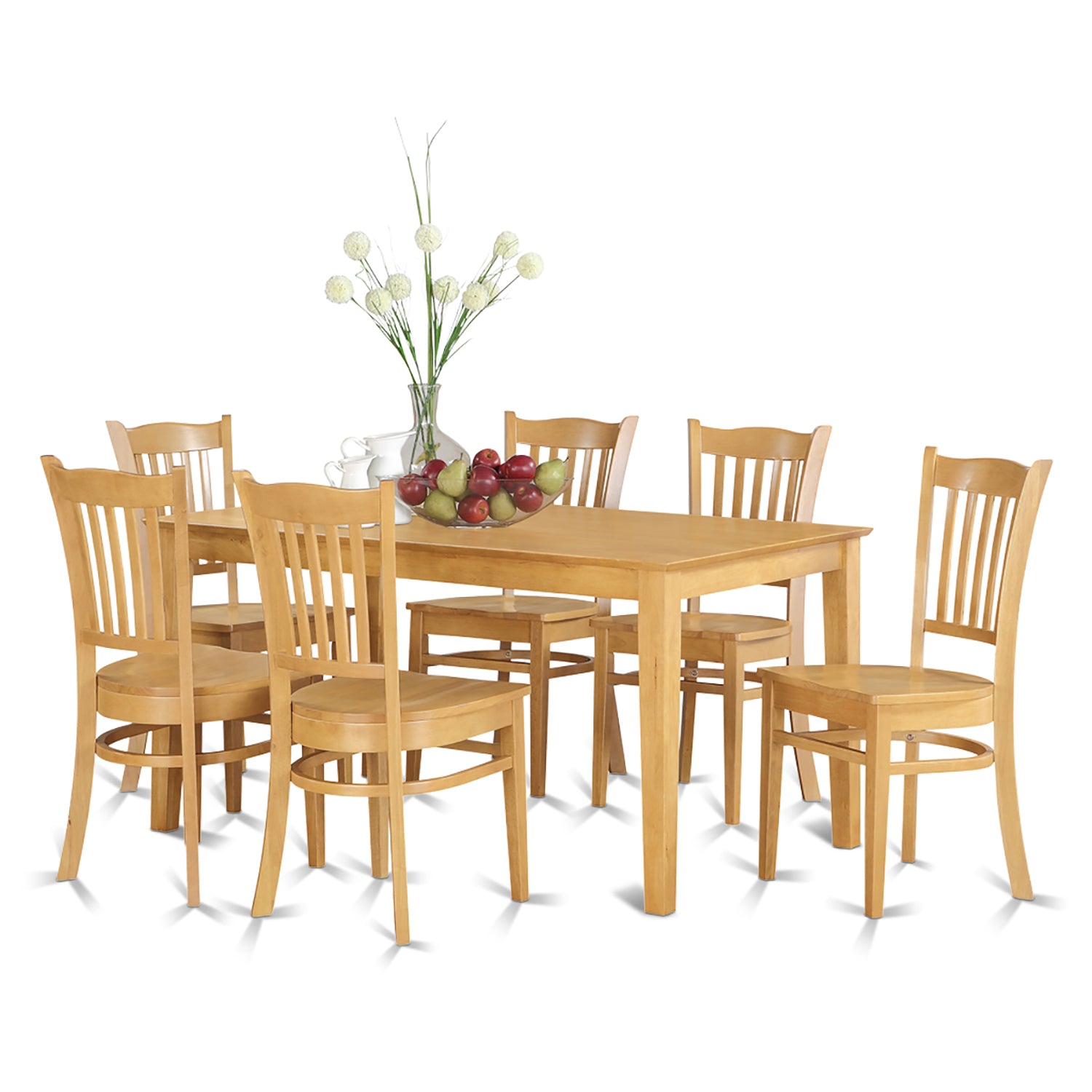 CAGR7-OAK-W 7 Pc Dining room set - Dinette Table and 6 Kitchen Chairs