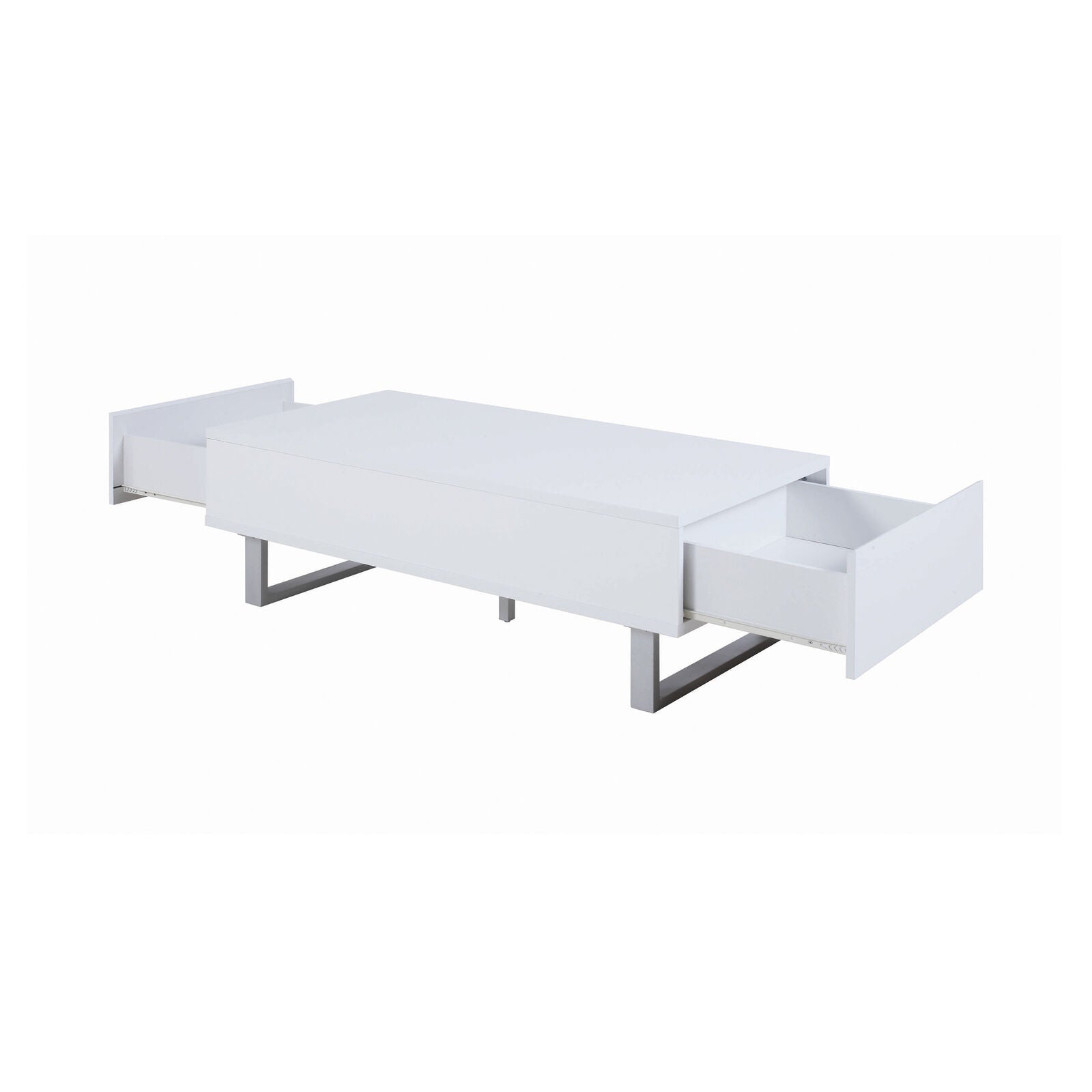 Coaster Contemporary 2-Drawer Coffee Table With Drawers High Glossy White