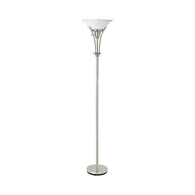 Floor Lamp With Frosted Ribbed Shade Brushed Steel