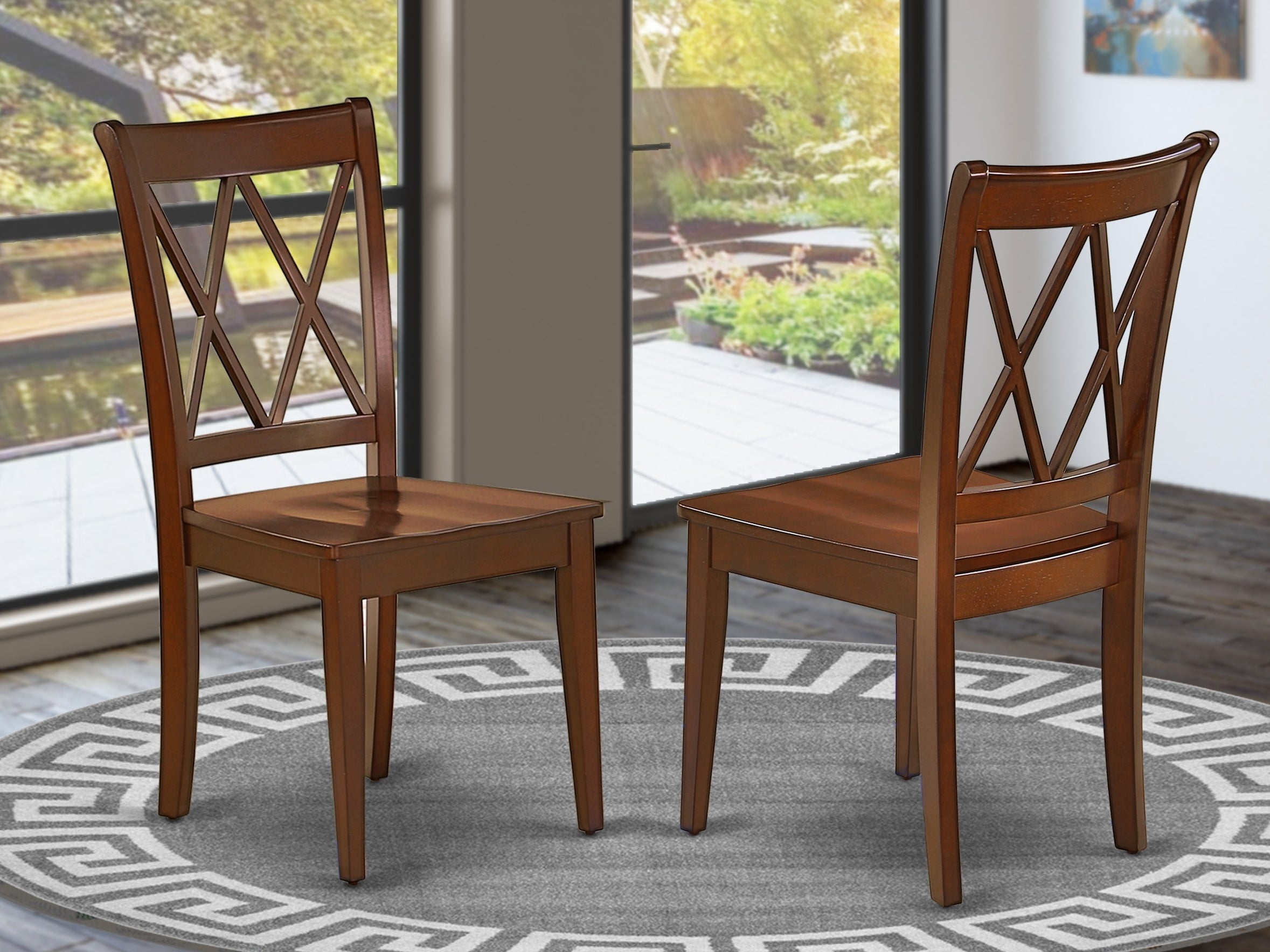 CLC-MAH-W Clarksville Double X-back chairs in Mahoganyh finish